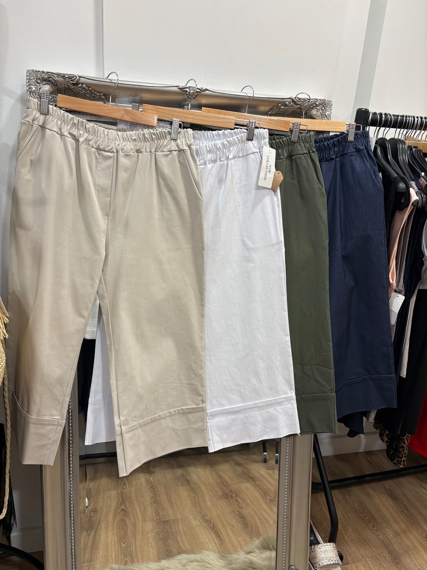 Cropped, Deep Cuff Hem Trousers