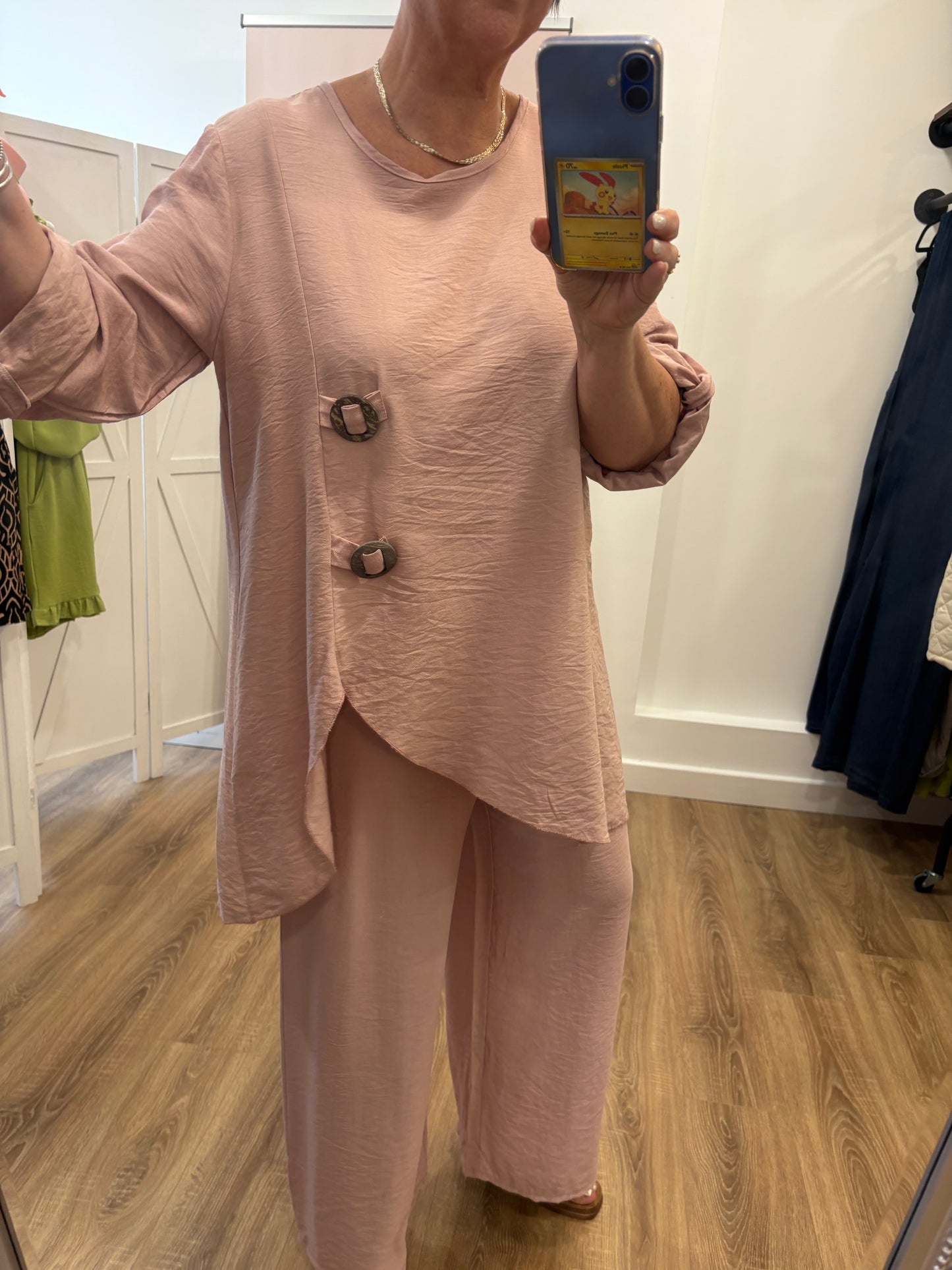Button Detail Trouser Set