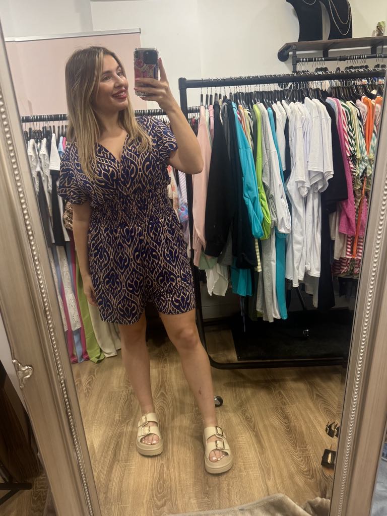 Slinky, Stretch, Tile Print Playsuit