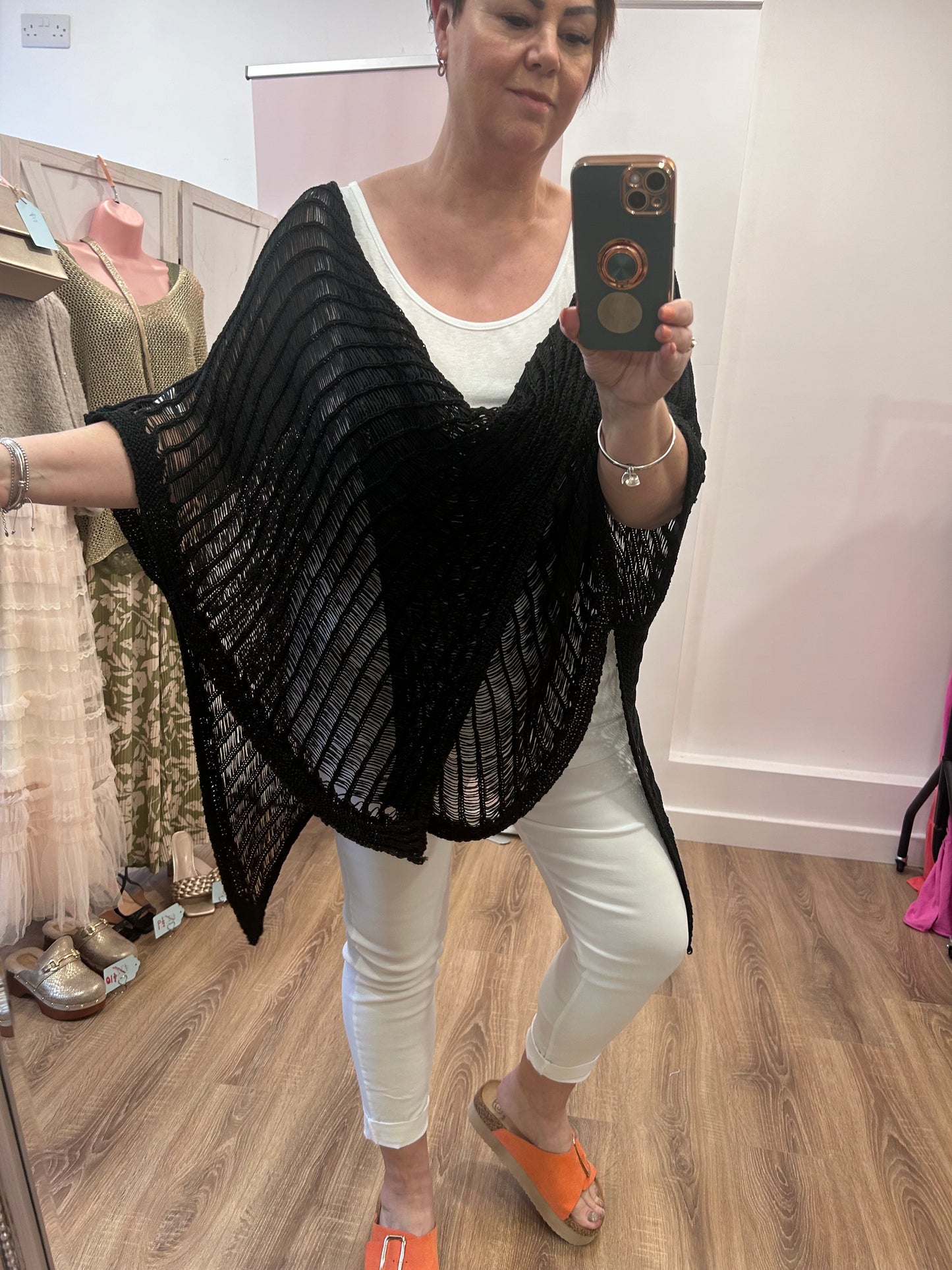 Open Weave Knitted Wrap Top