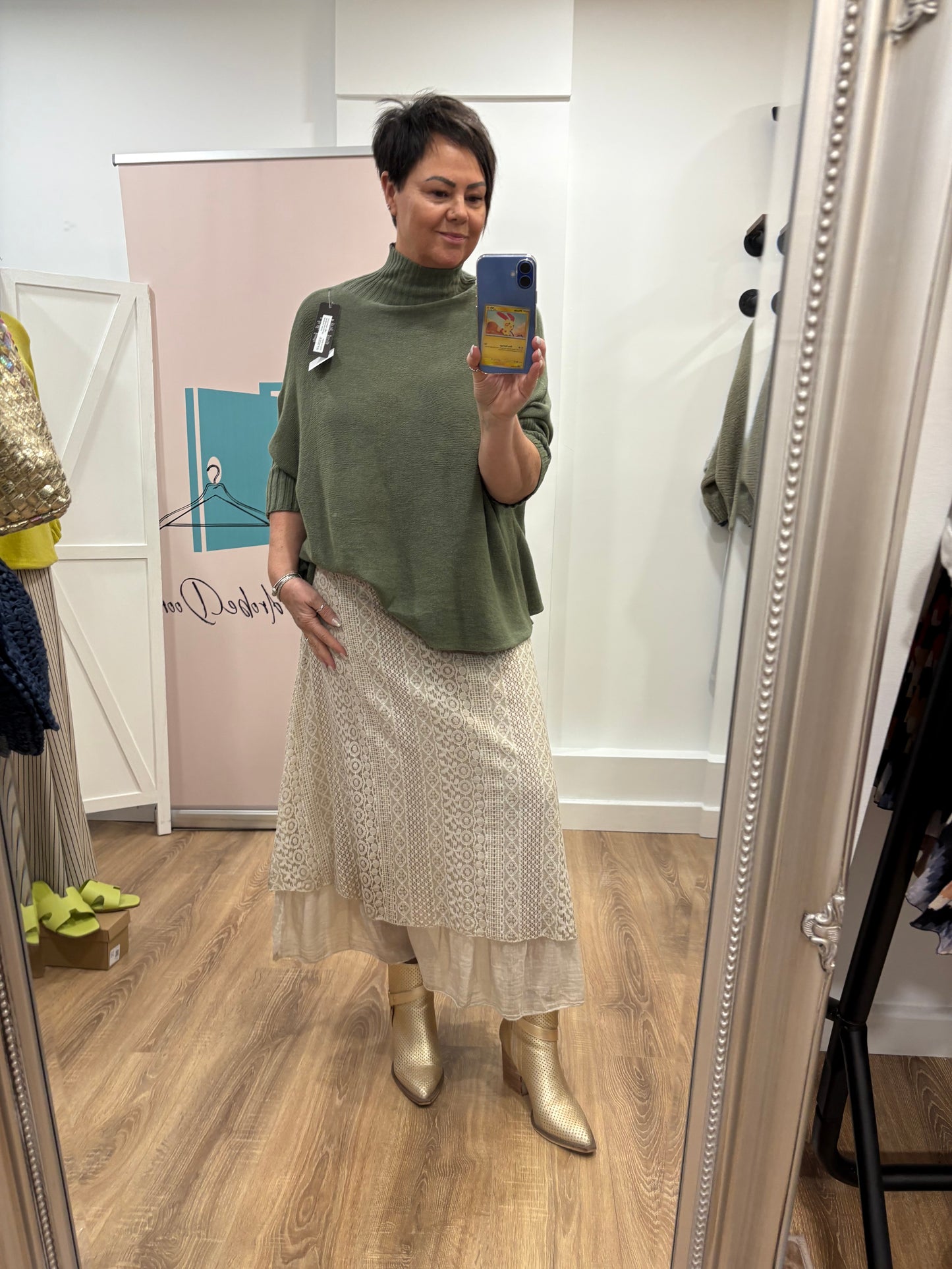 Cotton and Lace Crochet Gypsy Skirt with Belt