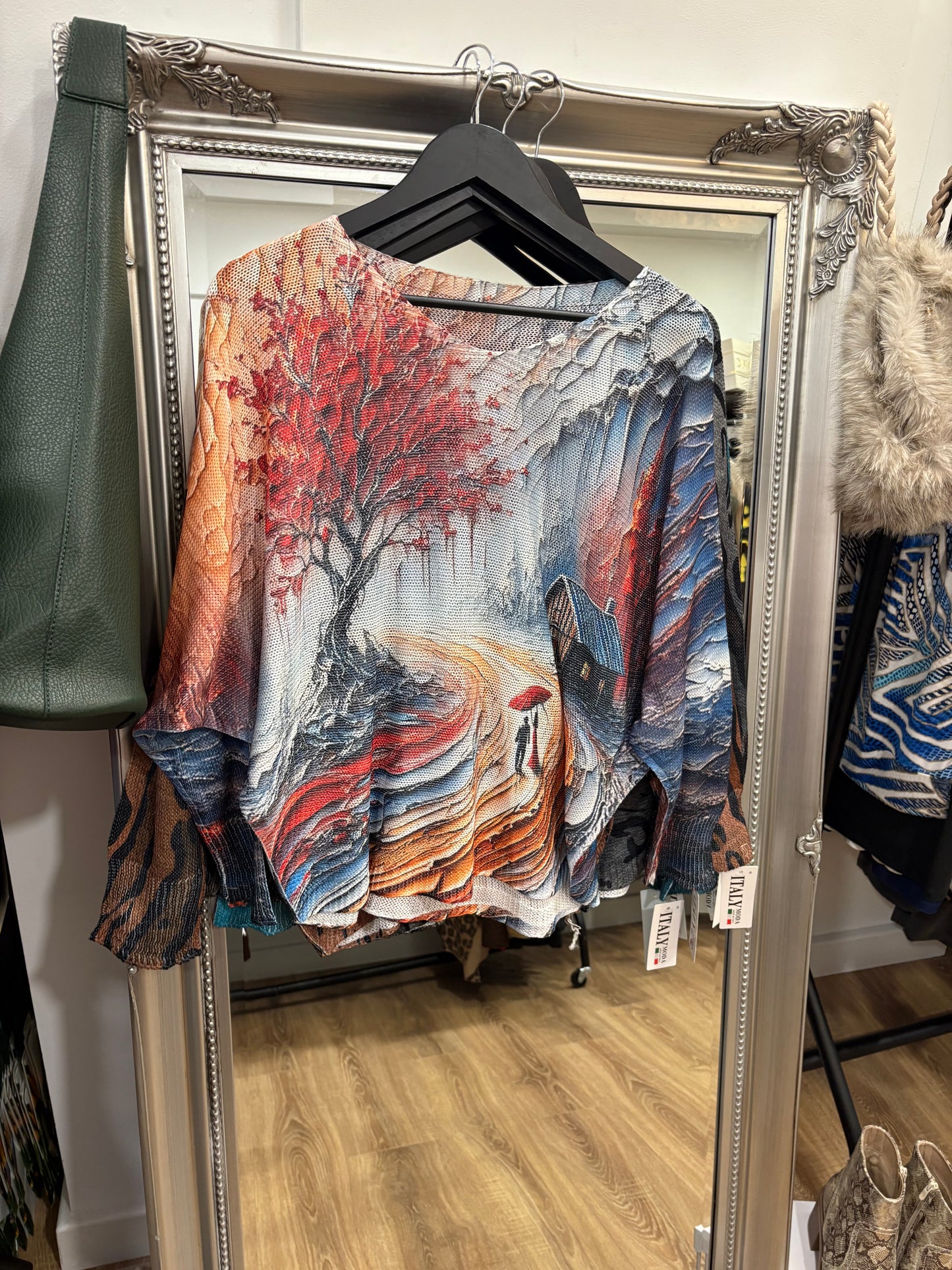 Cotton Print Batwing Jumper