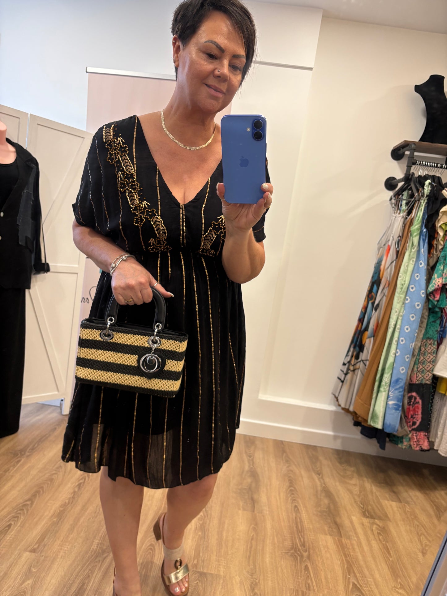 Gold detail Mini Dress