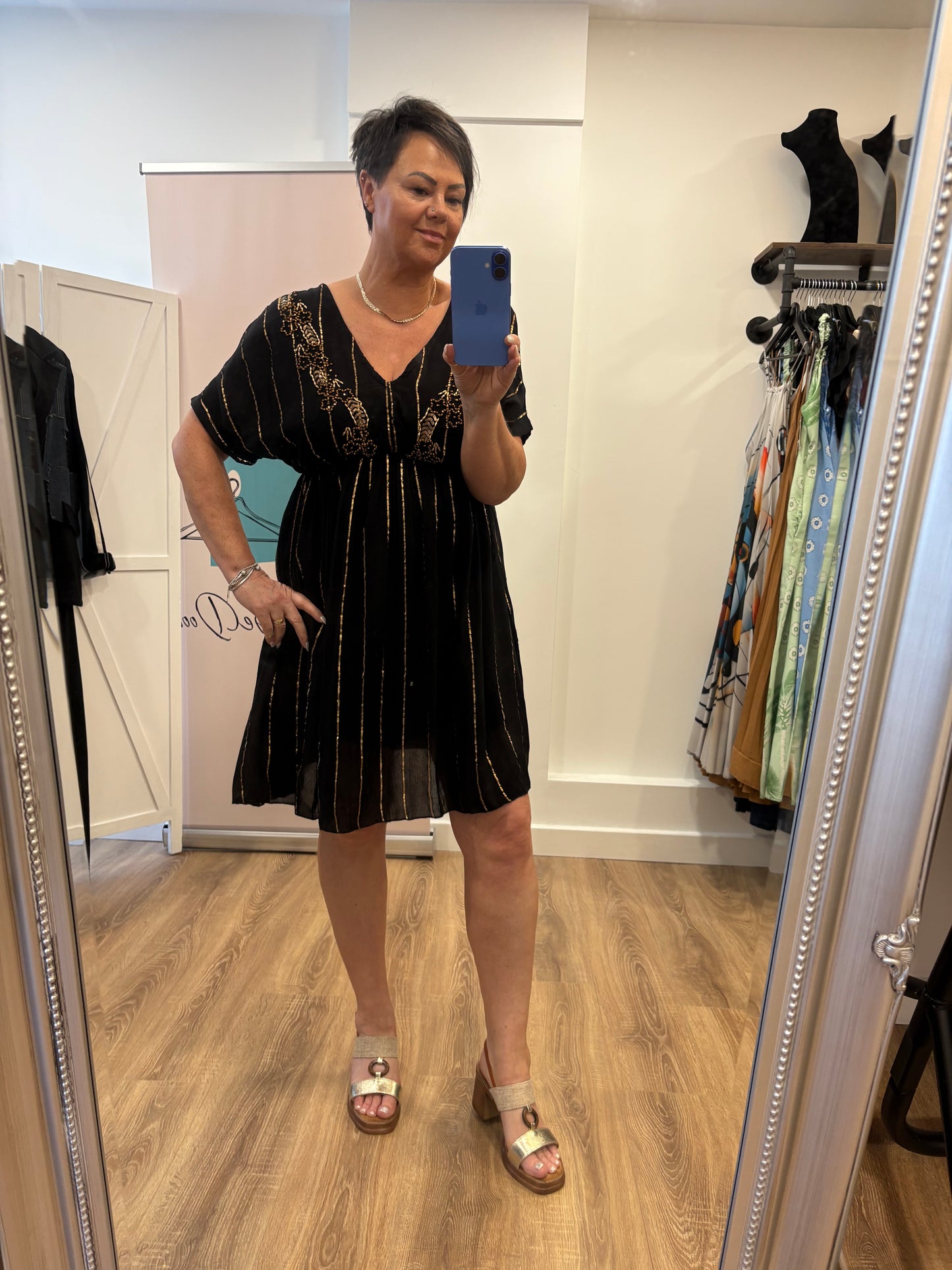 Gold detail Mini Dress