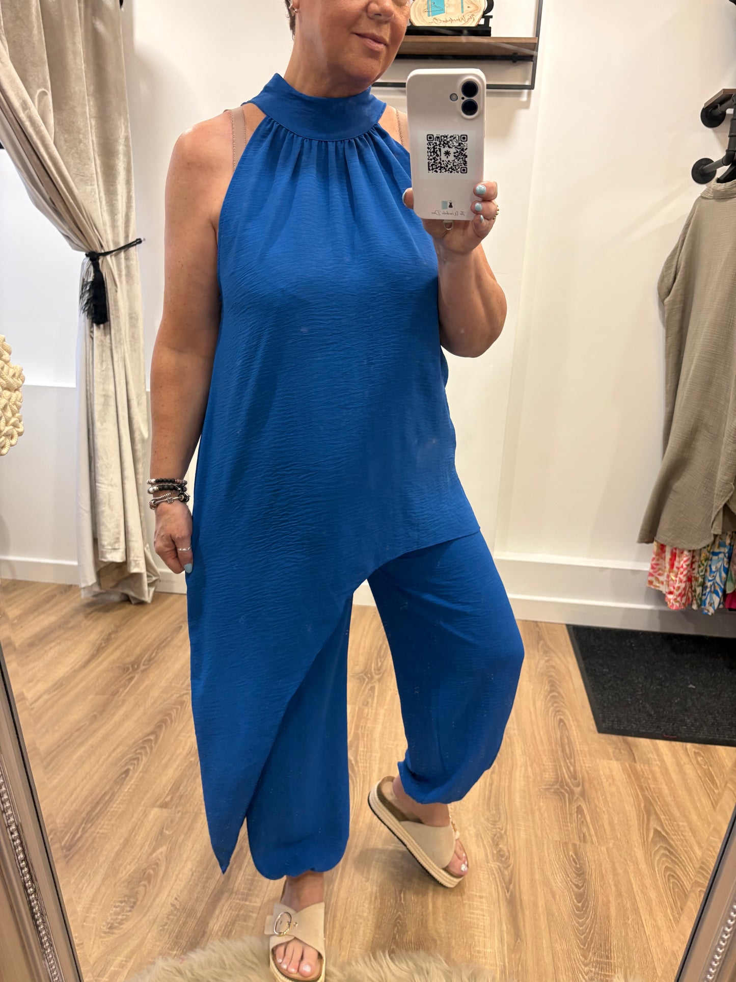 Halter Neck Trouser Set - Blue