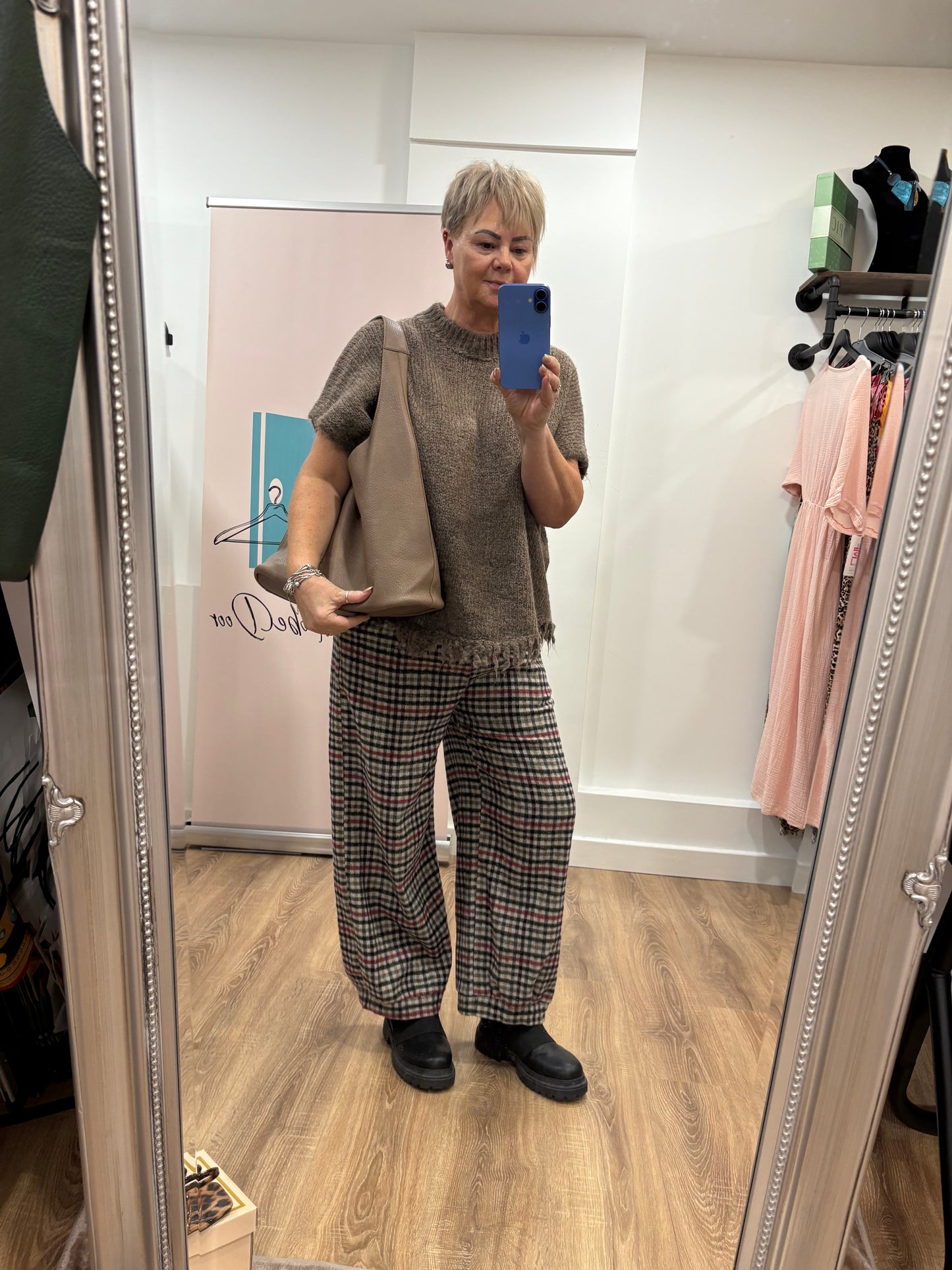 Checked Balloon Trousers