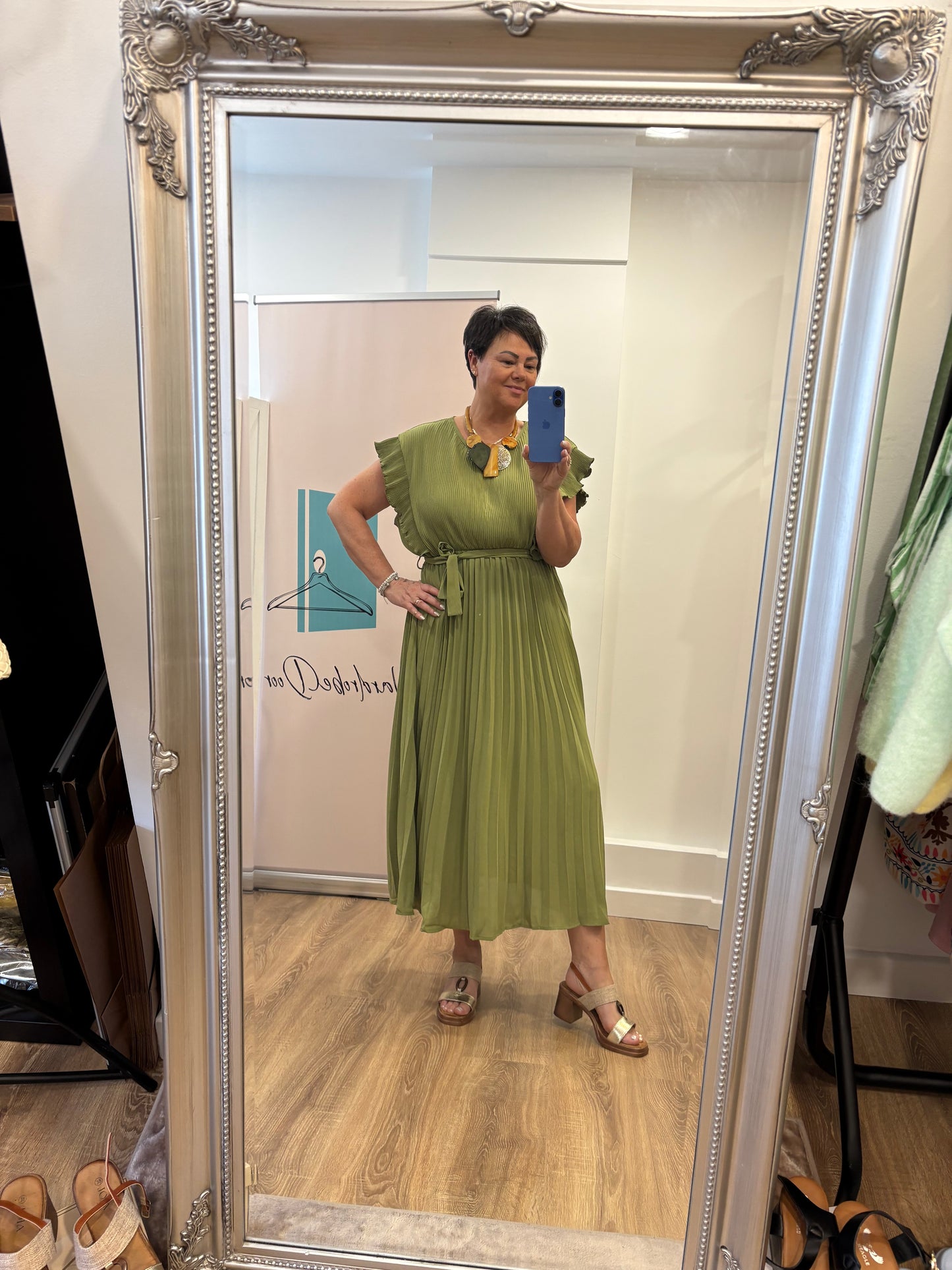 Plisse Pleated Maxi Dress