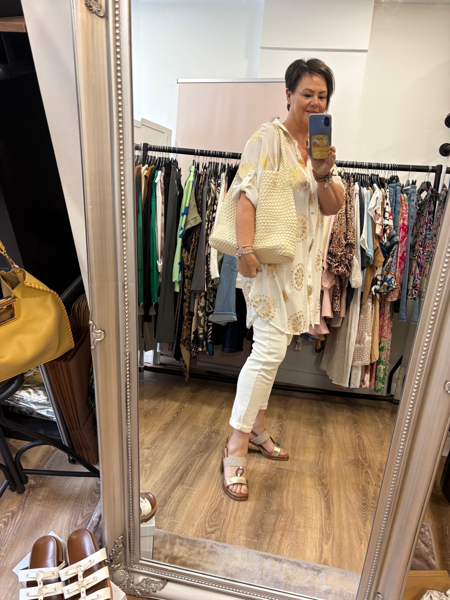 Gold Thread Design Longline Shirt