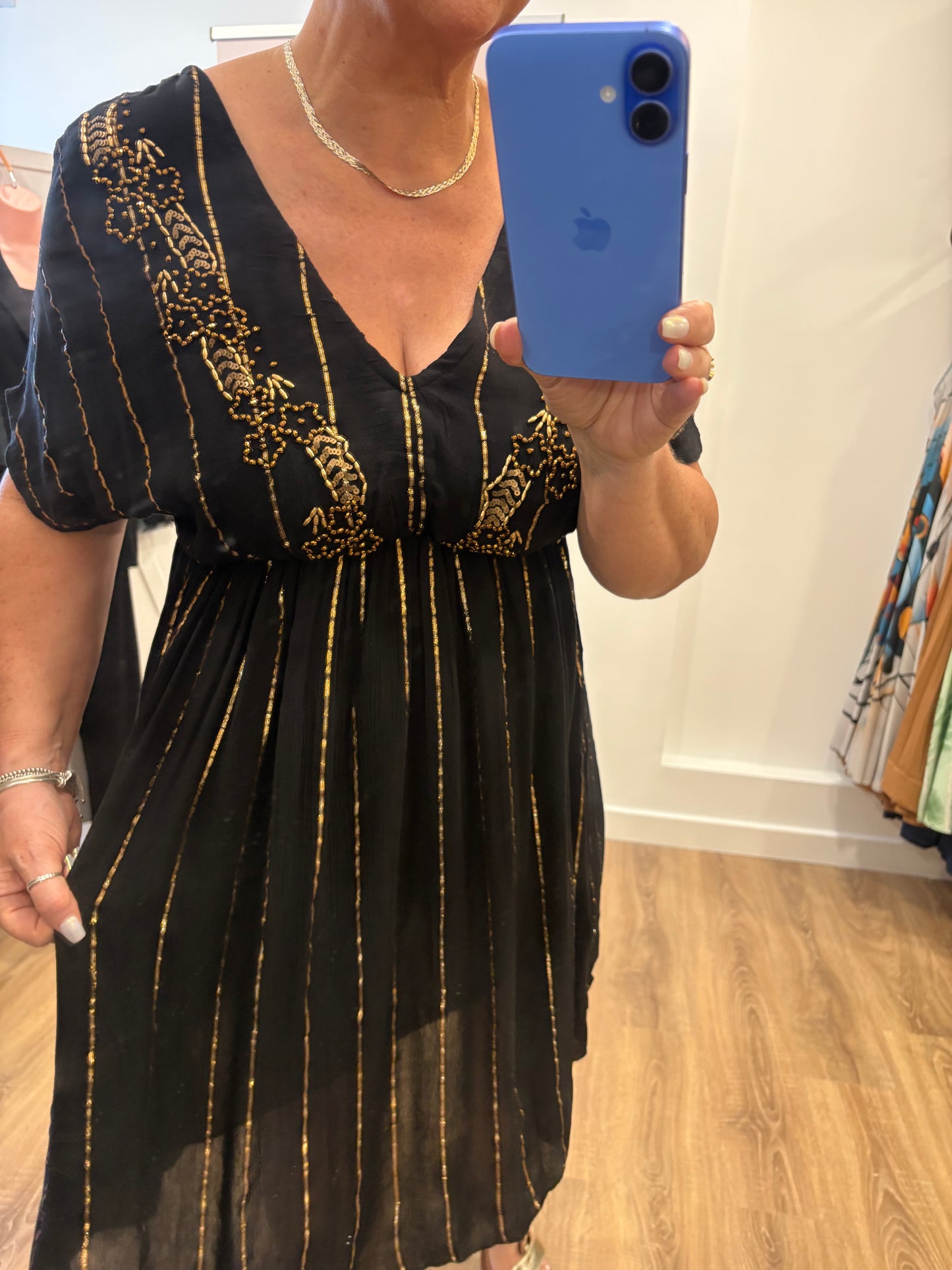 Gold detail Mini Dress