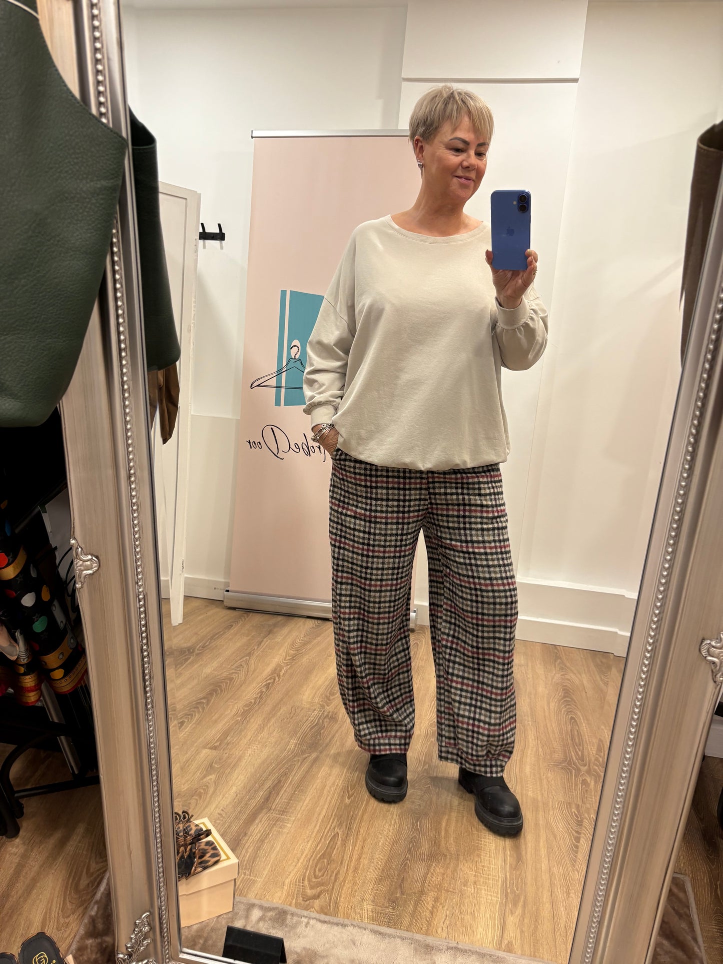 Checked Balloon Trousers