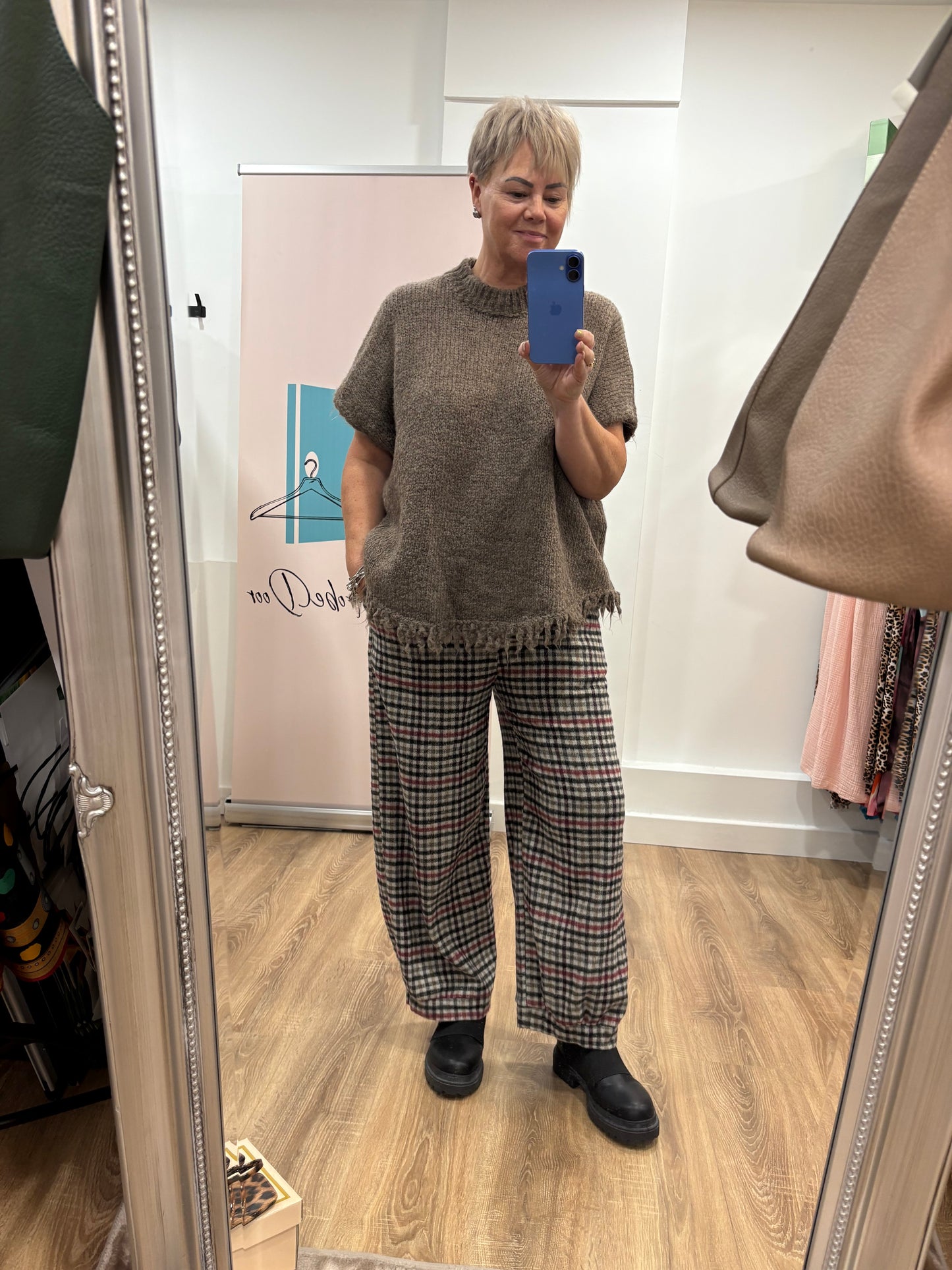 Checked Balloon Trousers