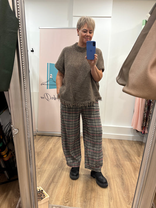 Checked Balloon Trousers