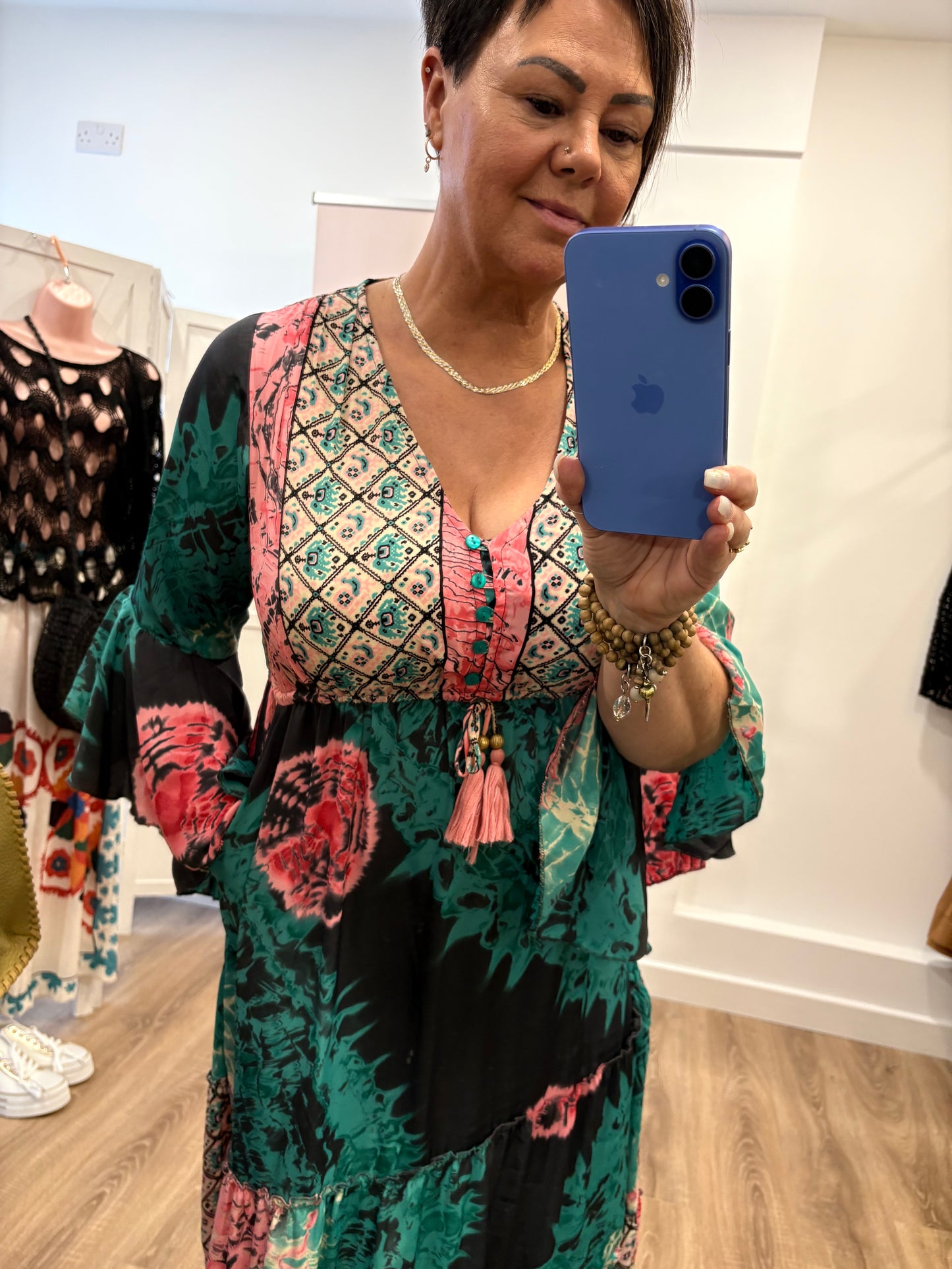 Silky, Tie Dye Maxi Dress