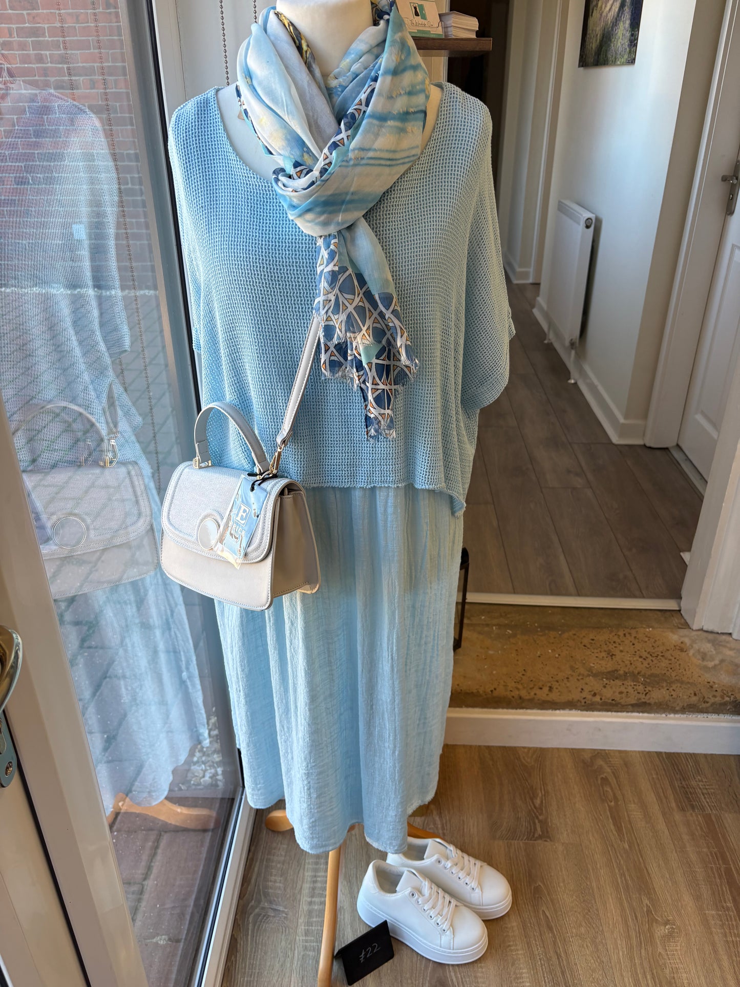 Linen Dress with Netted Top