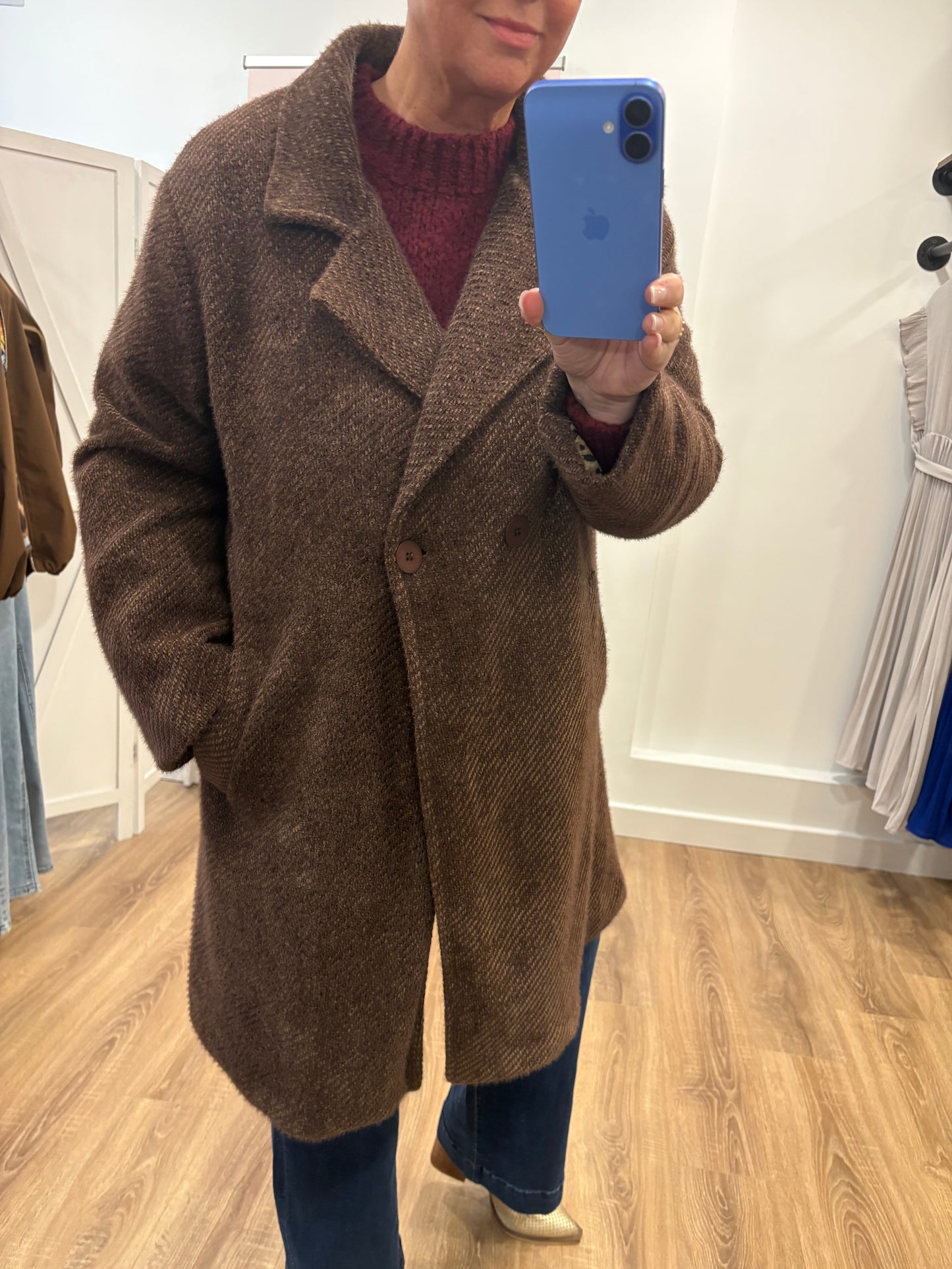 Double Breasted Coat with Animal Lining