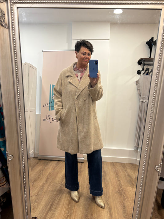 Double Breasted Coat with Animal Lining