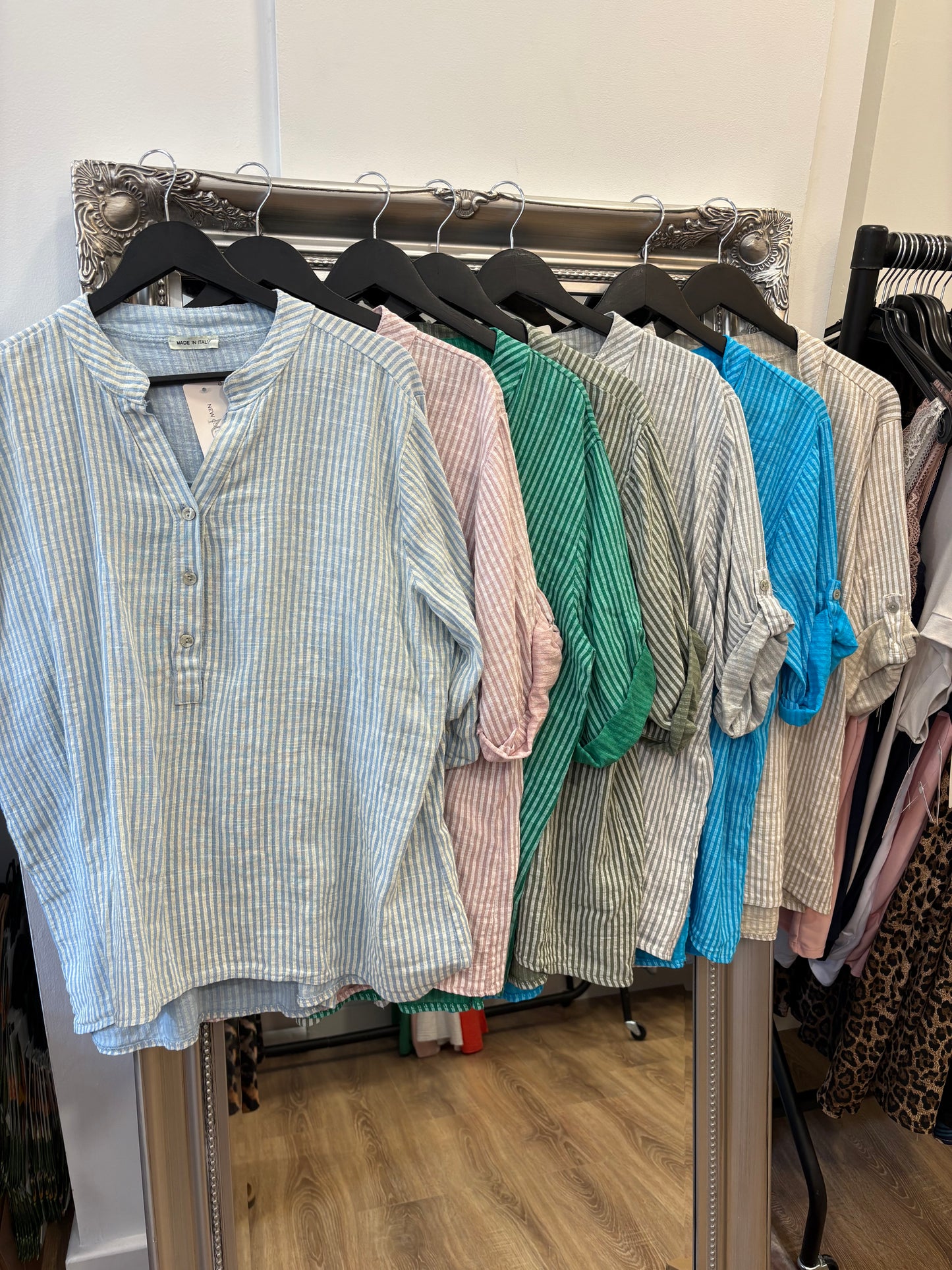 Stripe Cotton Grandad Shirt