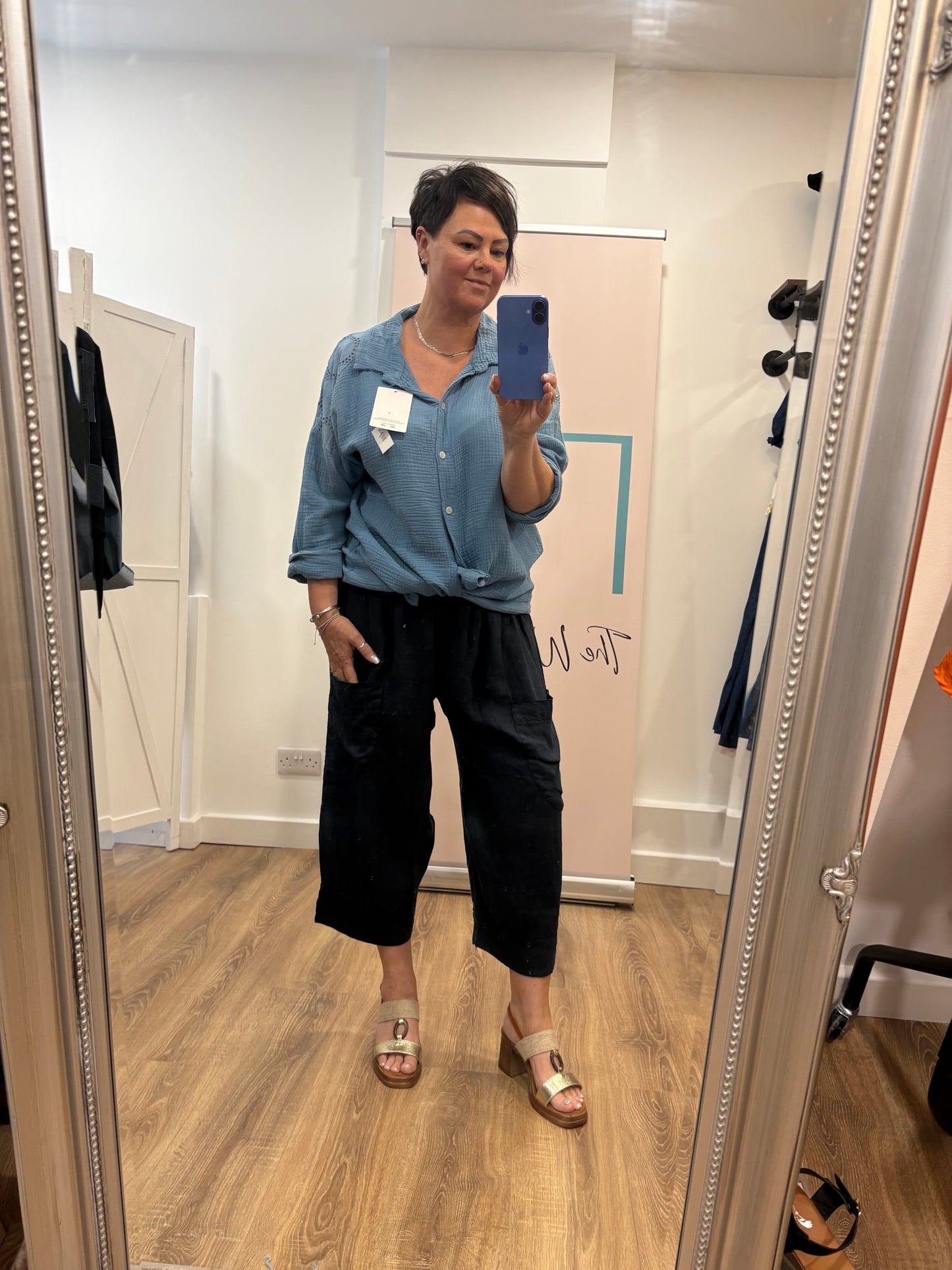 Cropped Pocket Linen Trousers