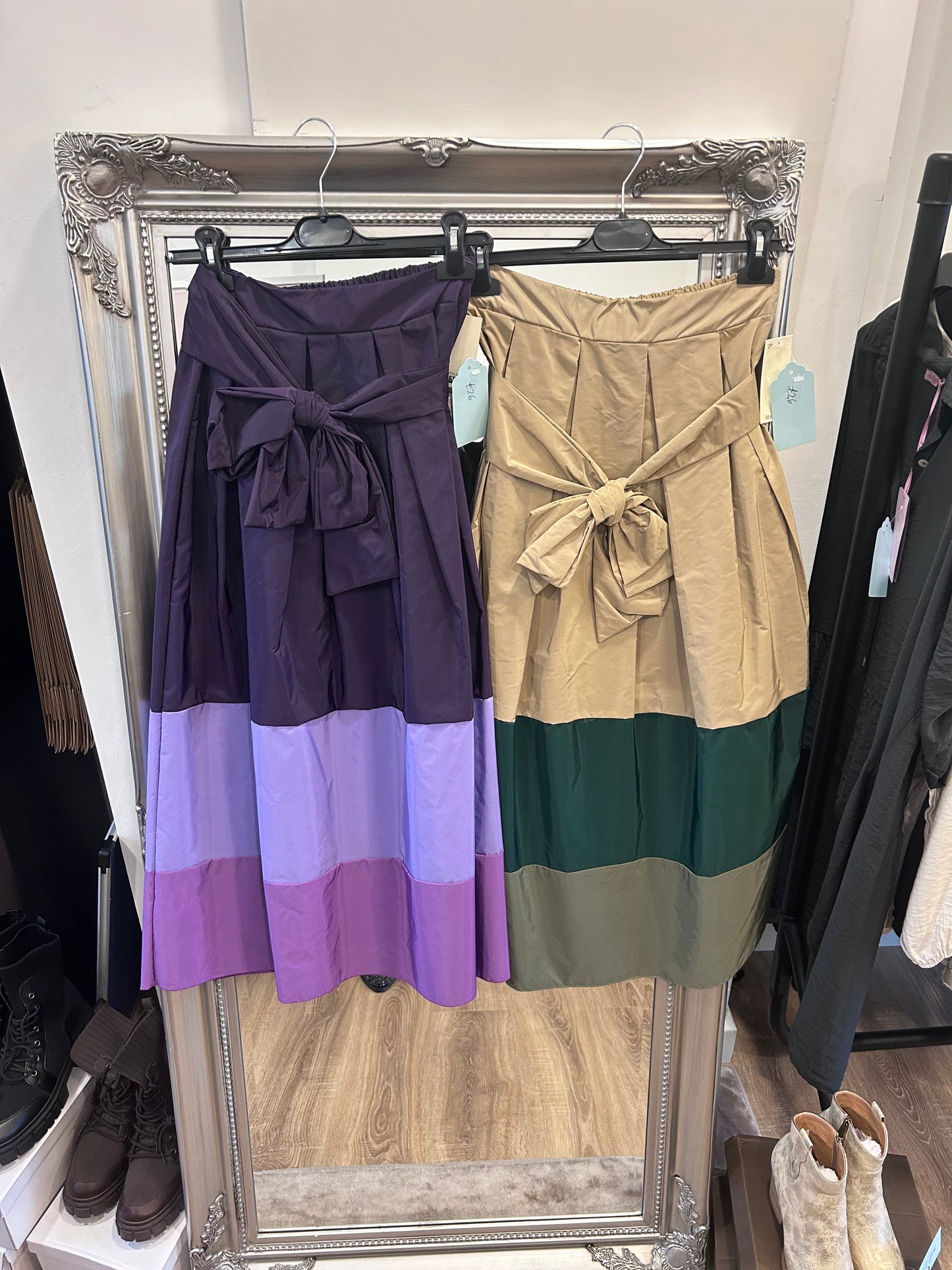 Satin Feel Stripe Midaxi Skirt