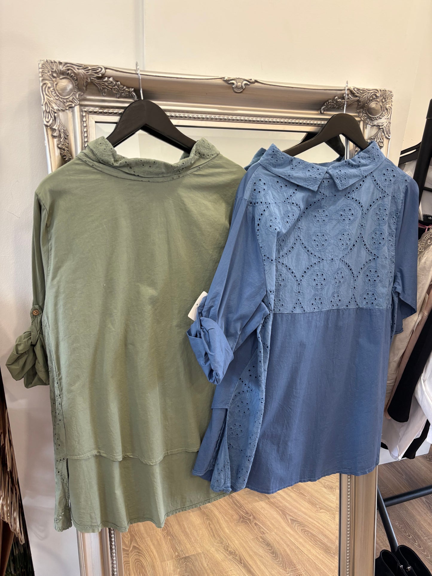 Broderie Anglaise Cowl Neck Blouse