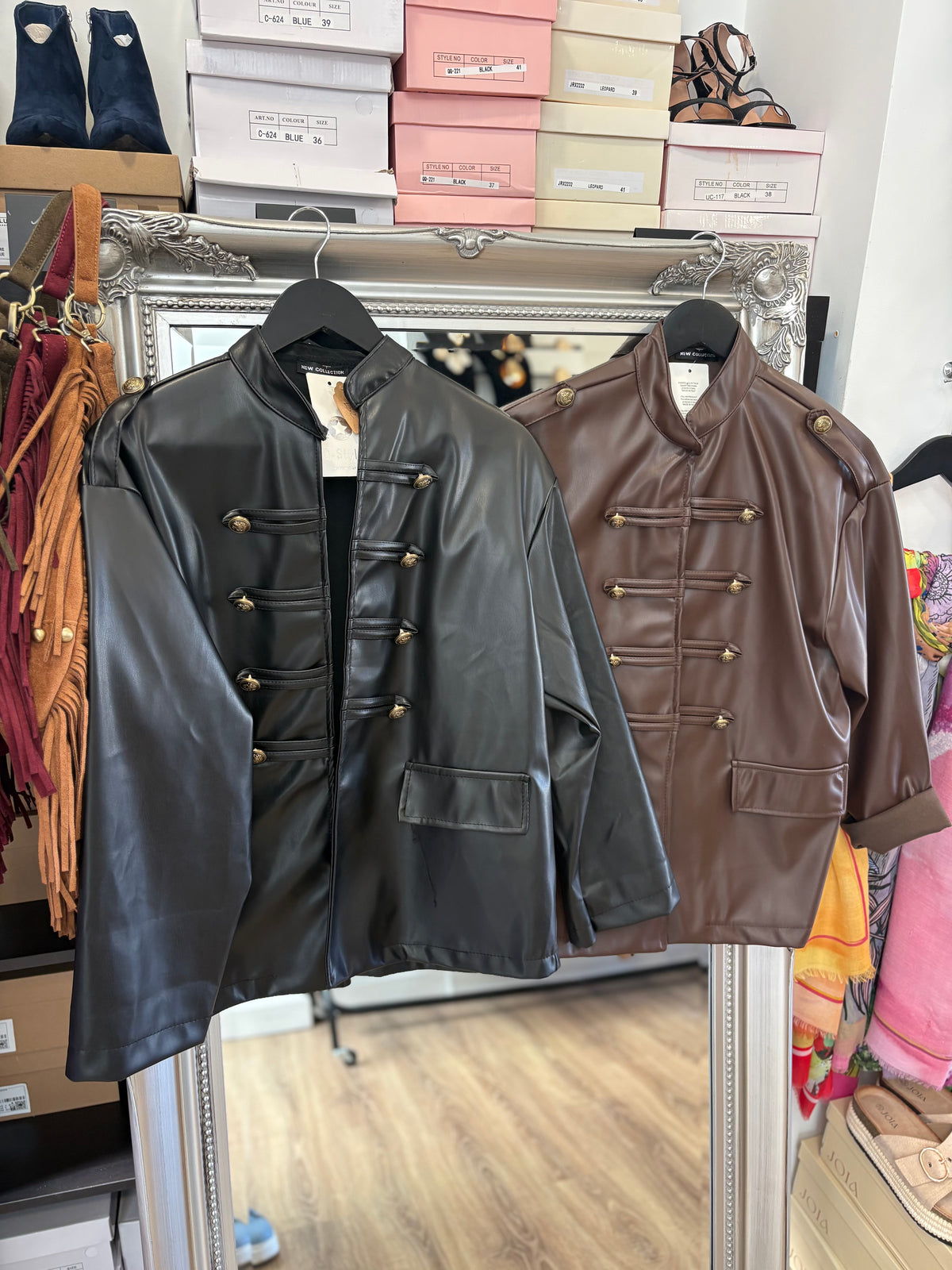 Faux Leather, Military Jacket