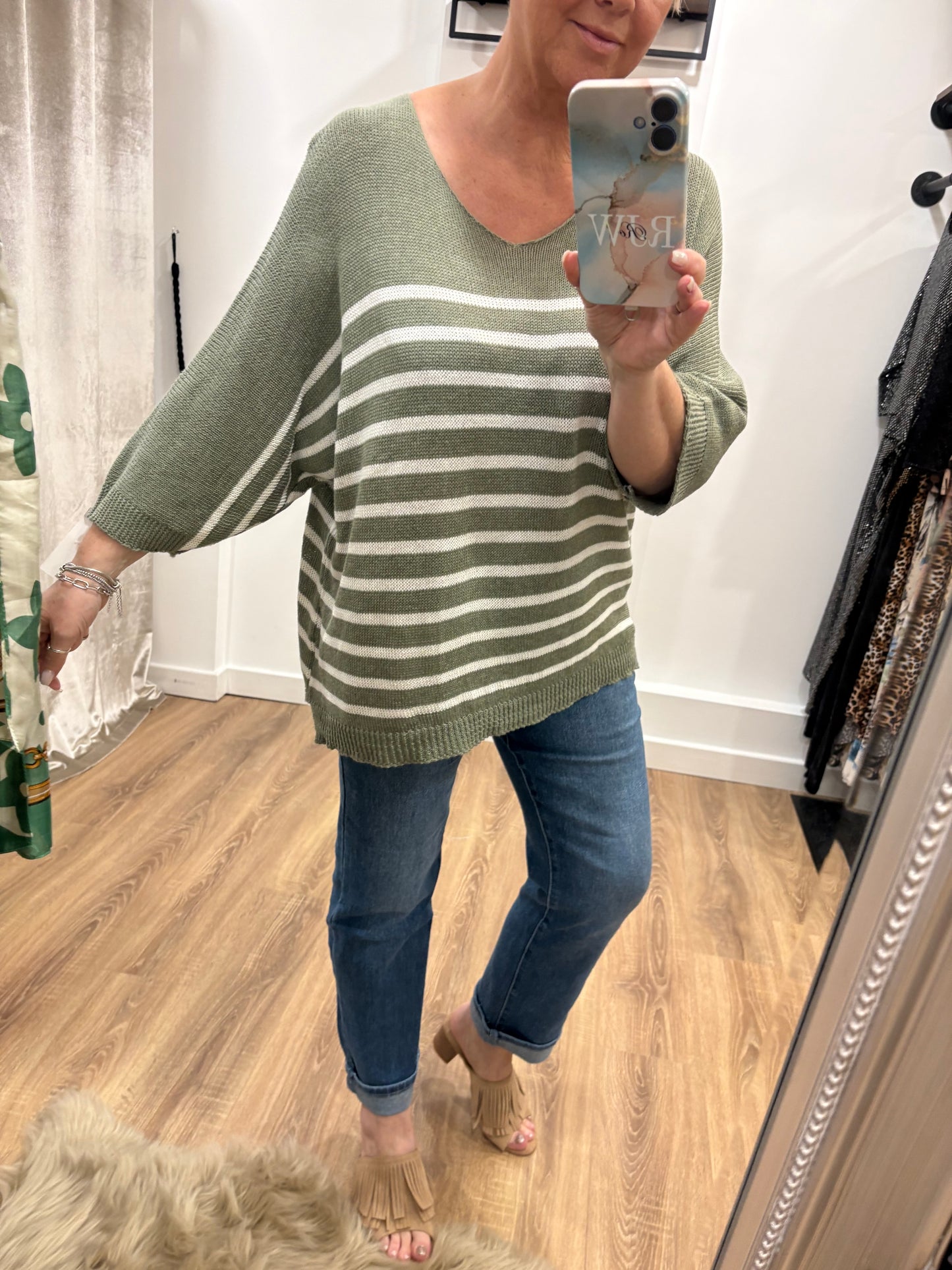 Oversized, Striped Cotton Jumper