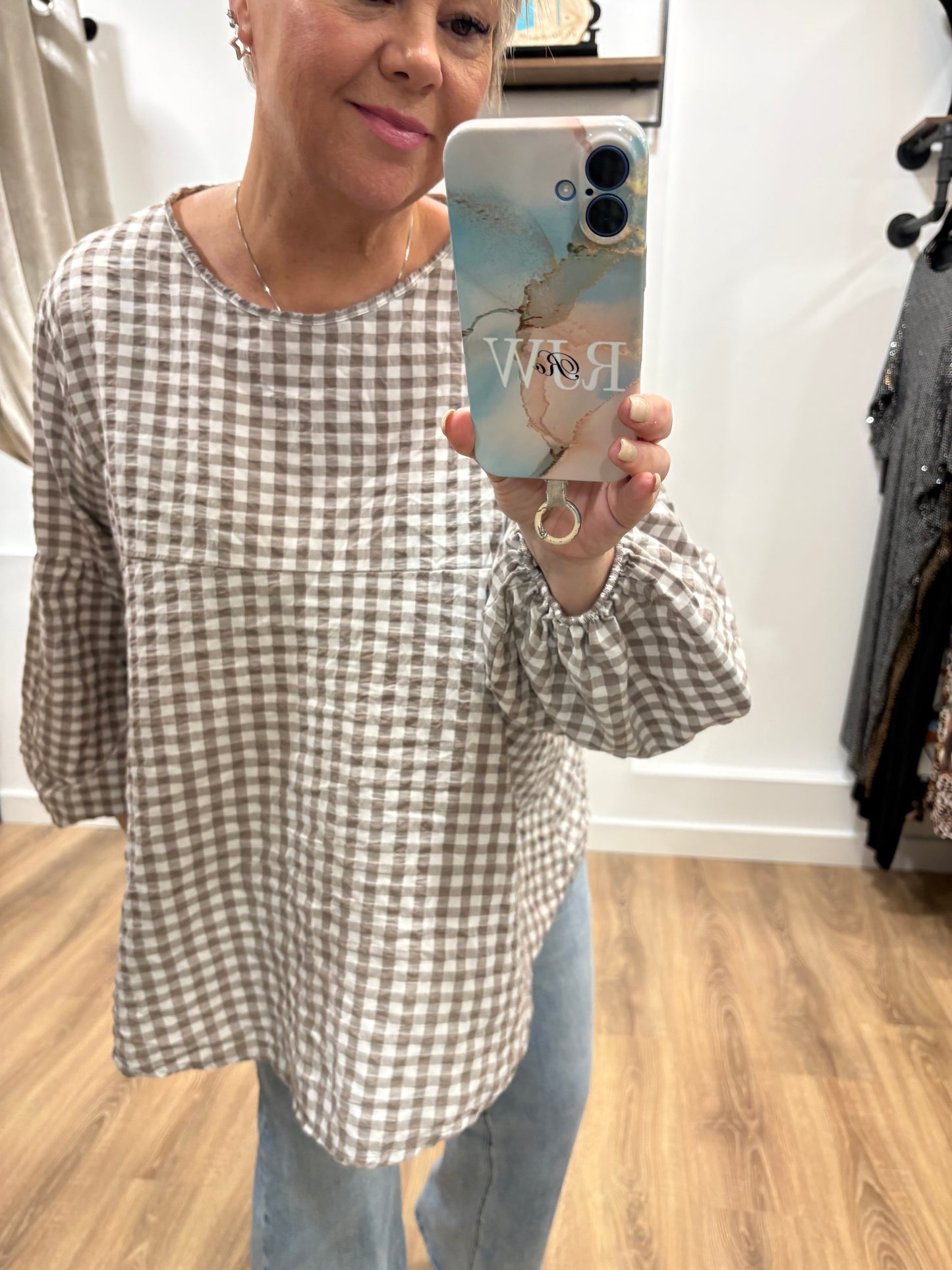 Gingham Smock Blouse