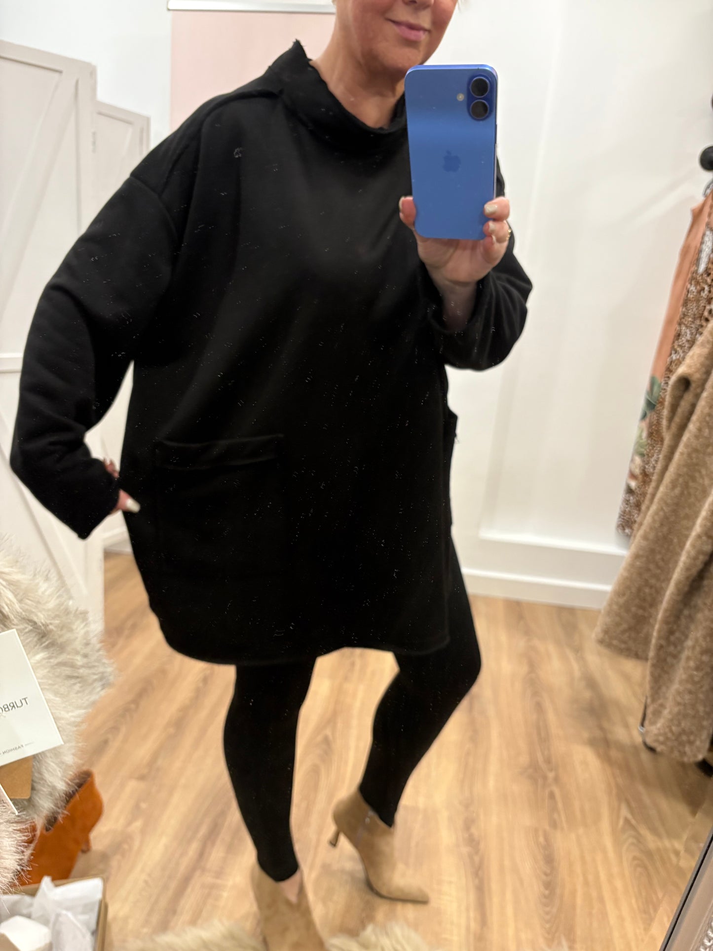 Crew Neck Longline Pocket Sweatshirt