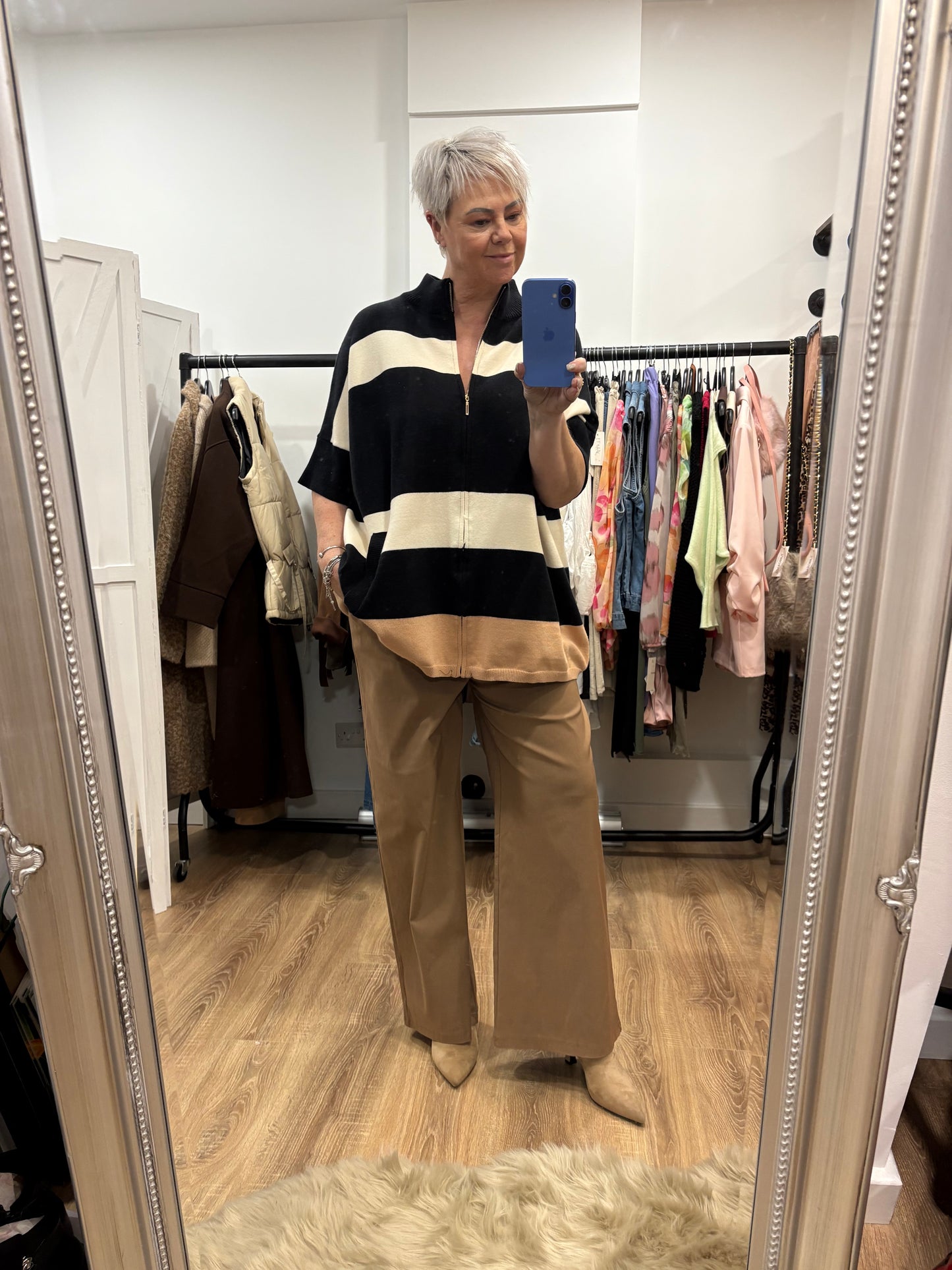 Stripe Zip up Cardigan