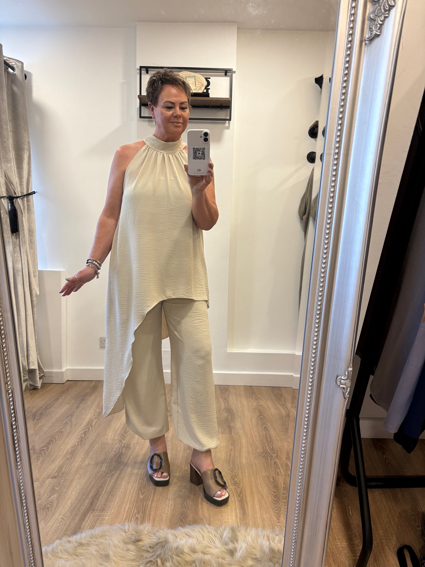 Halter Neck Trouser Set - Cream
