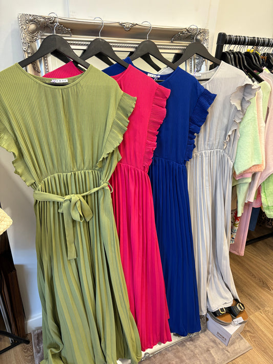 Plisse Pleated Maxi Dress
