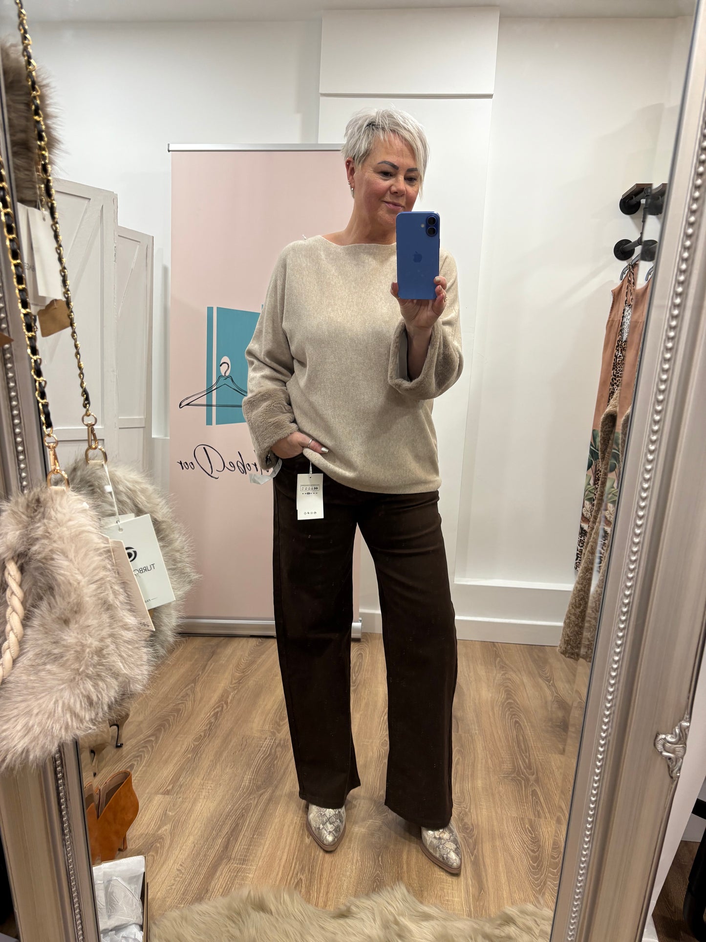 Chocolate Brown, wide leg jeans