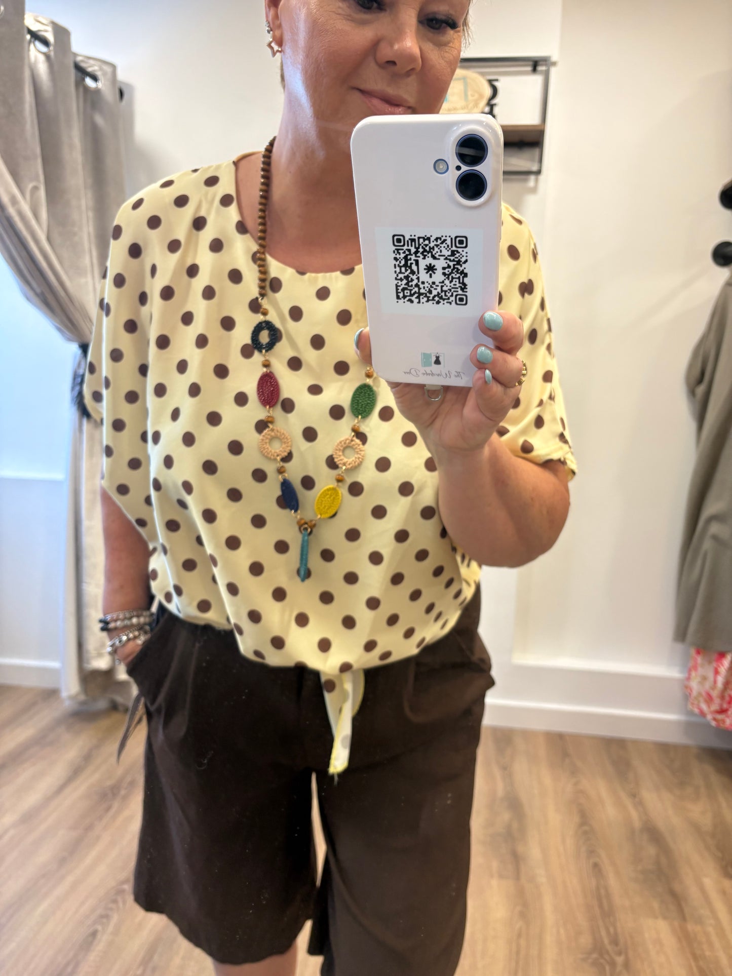 Polka Dot, Tie up Blouse