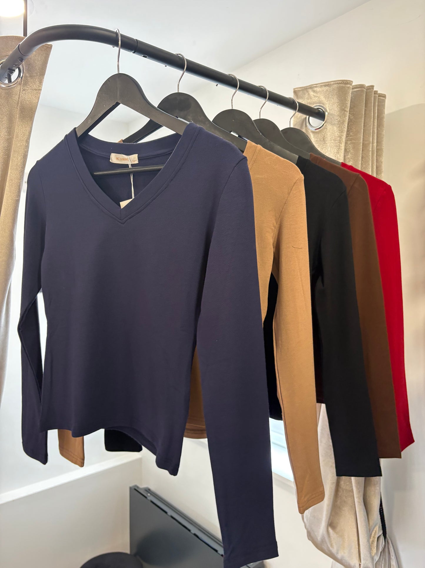 V Neck, Long Sleeved Top