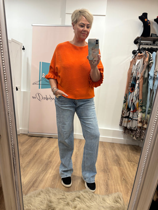 Frill Sleeve Soft Knit Jumper