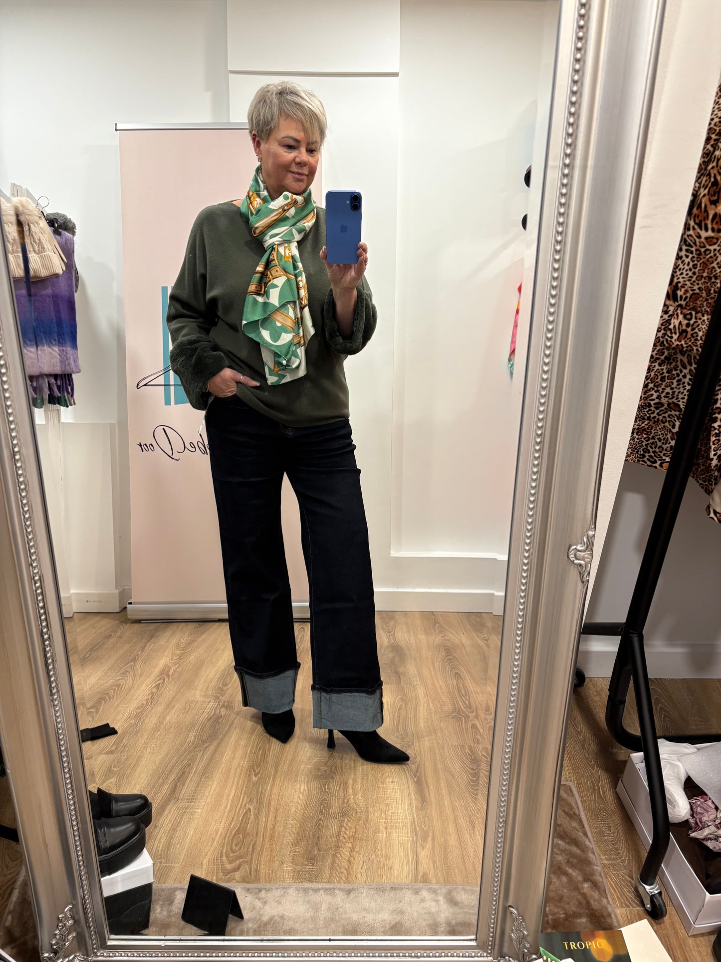 Dark Denim Deep Turnup Stretch Jeans