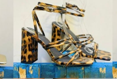 Animal Leopard Print Block Heel Strappy Sandal