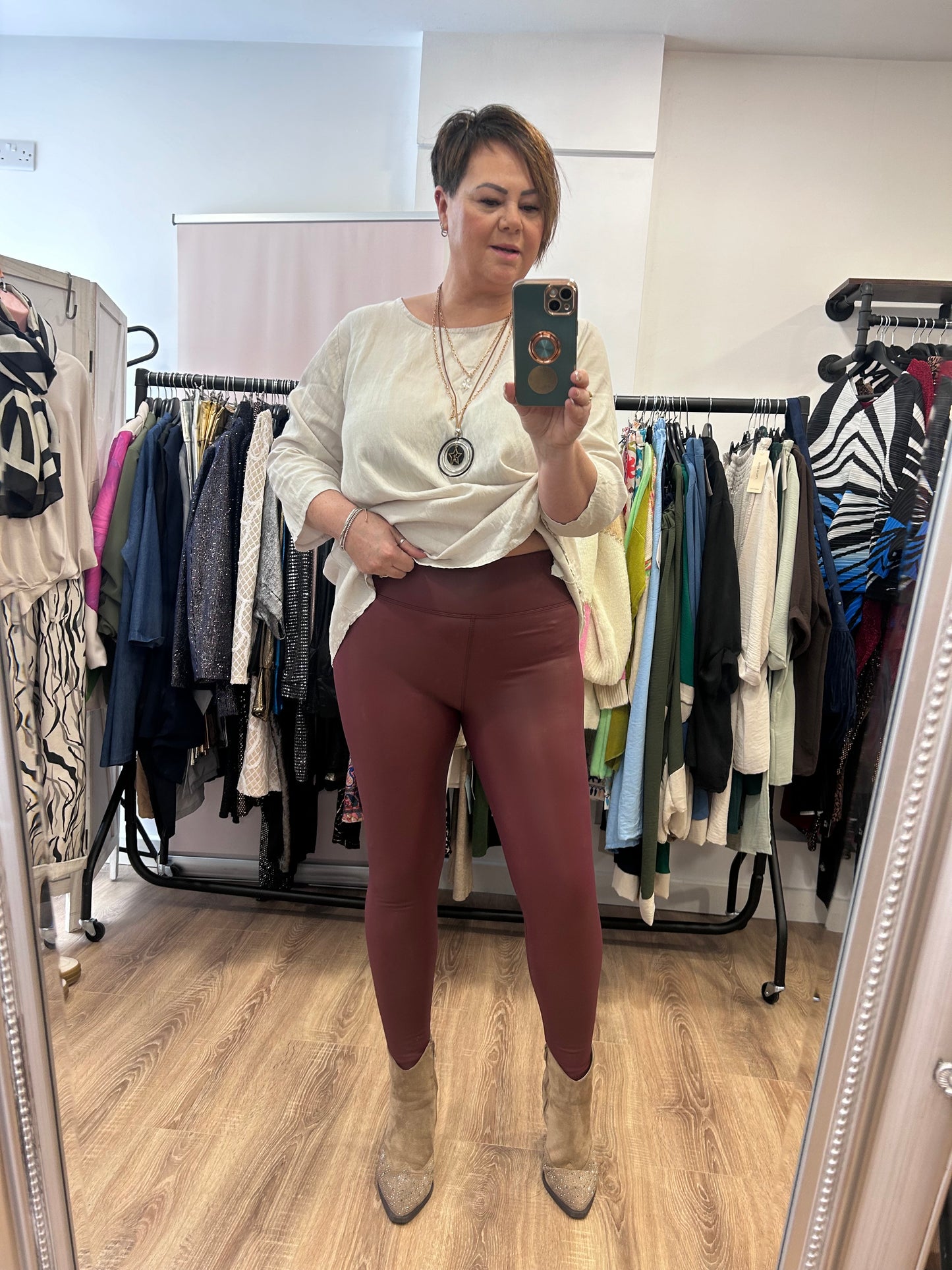 Plus size PU Legging with Extra thick deep waistband