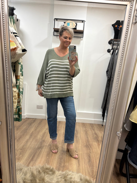 Oversized, Striped Cotton Jumper