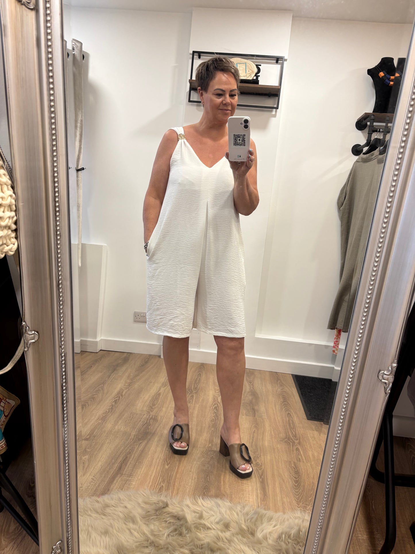 Gold Detail Playsuit - White