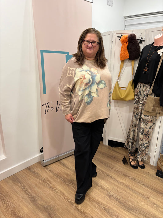 Glitter Flower Oversized Jumper