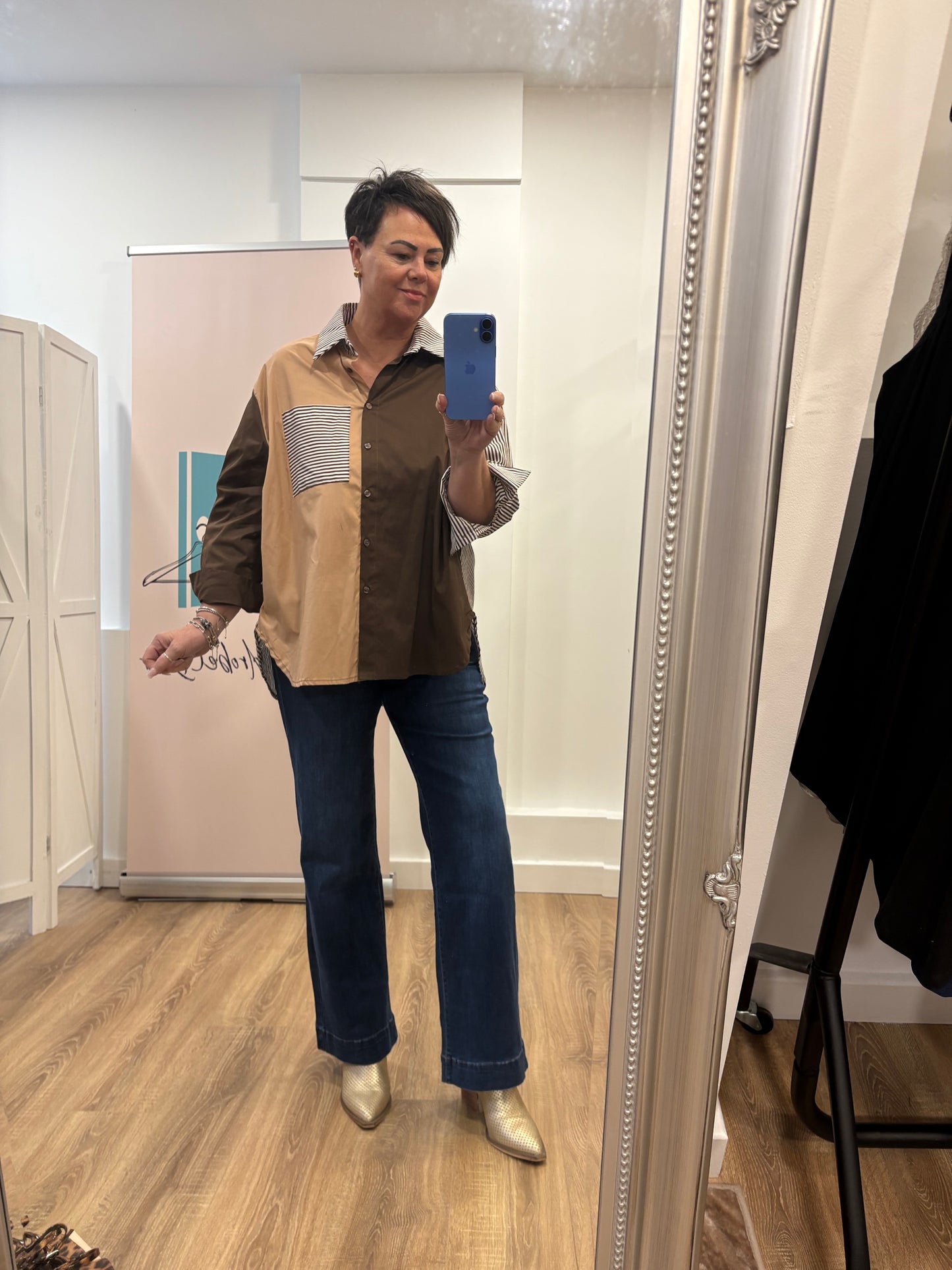 Multi Stripe Design Shirt in Browns