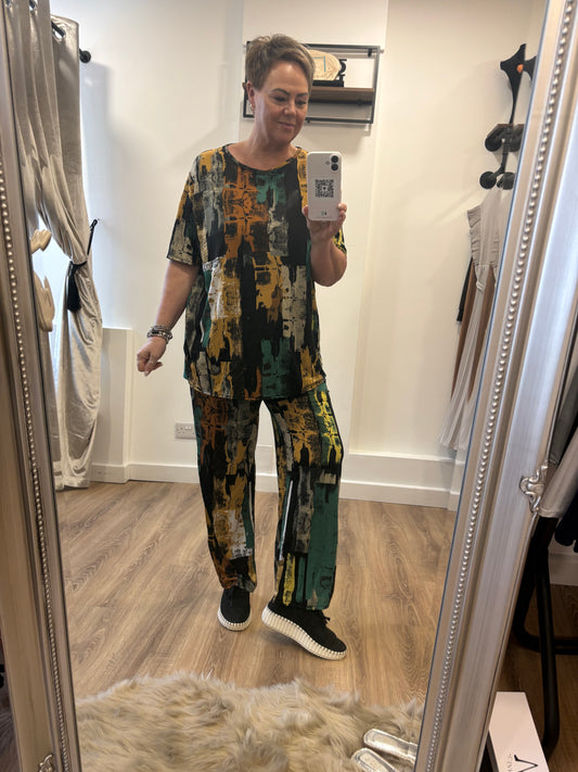 Slinky, Stretch Trouser Set - Abstract