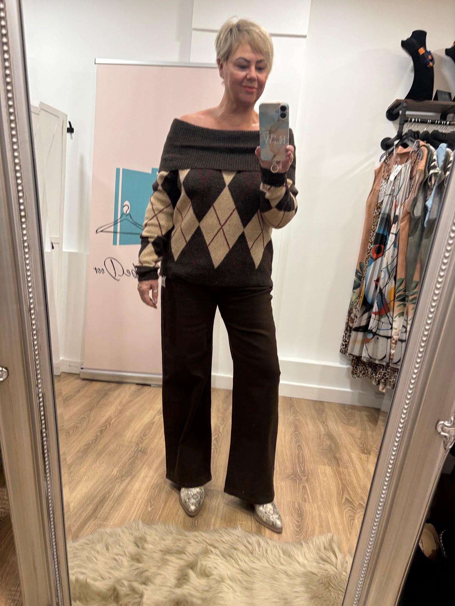 Diamond Off-shoulder Jumper