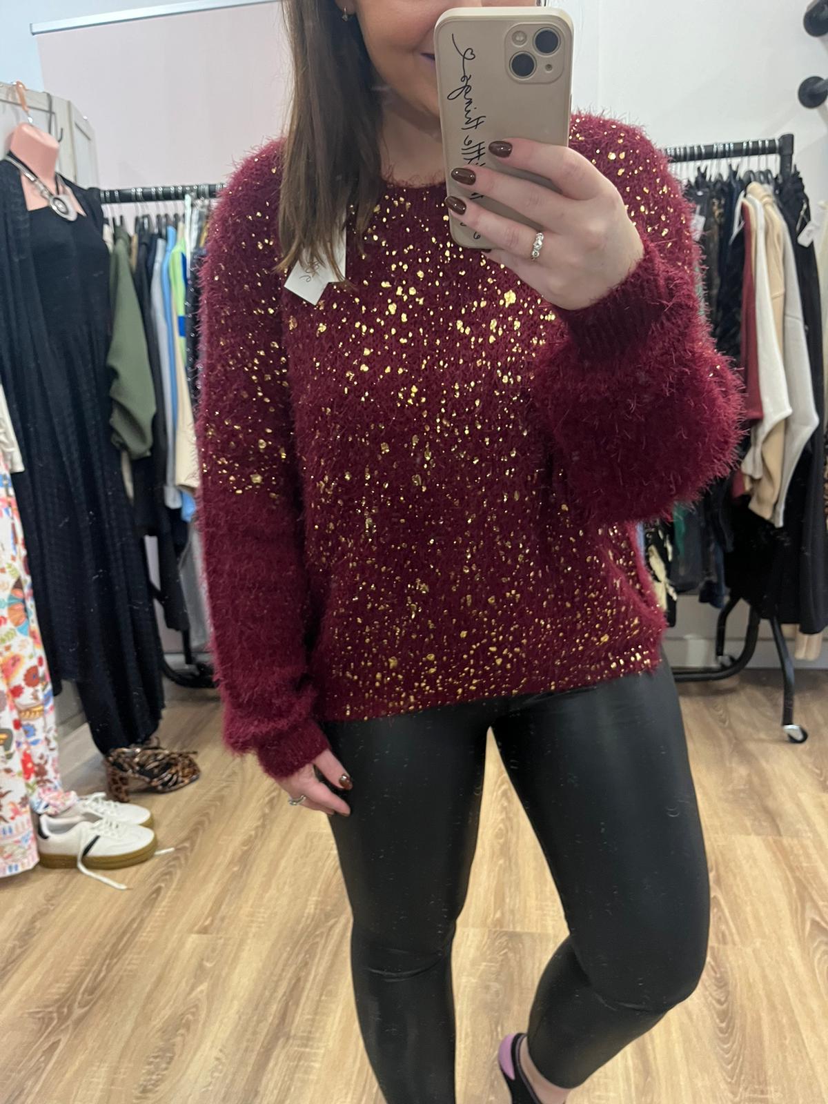 Mulberry Jumper with Gold Fleck