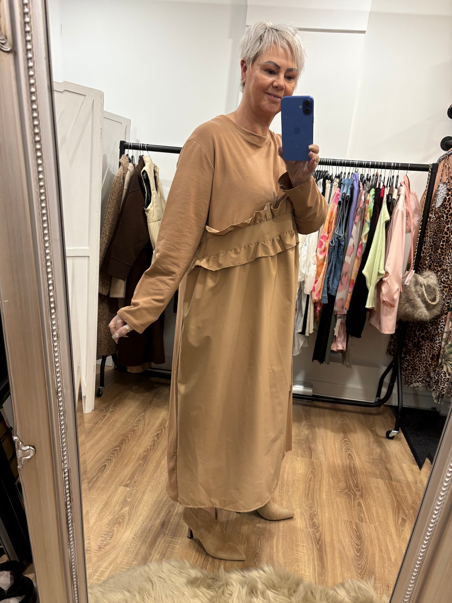 Frill Design Midaxi Dress