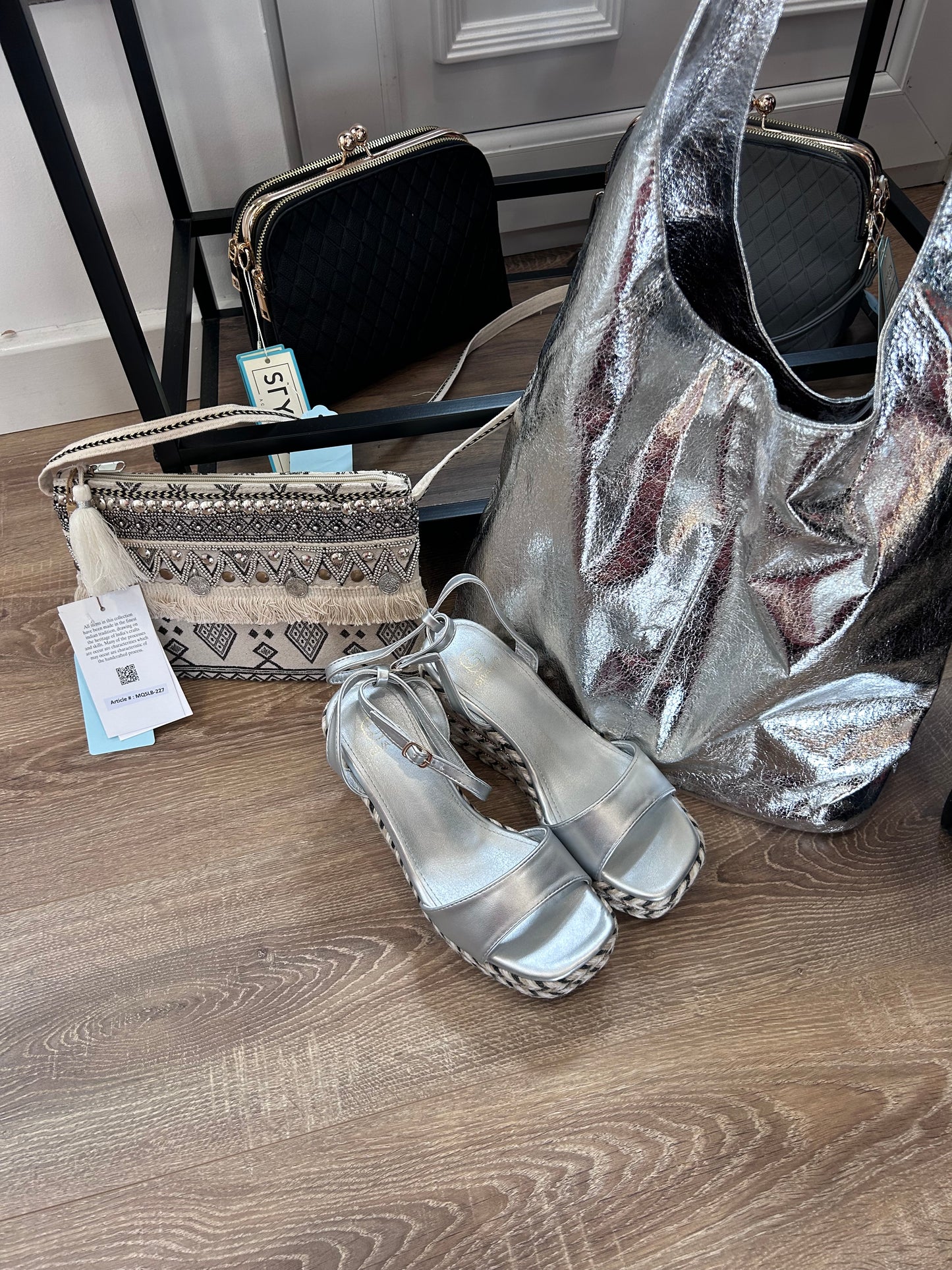 Silver Wedge Sandal