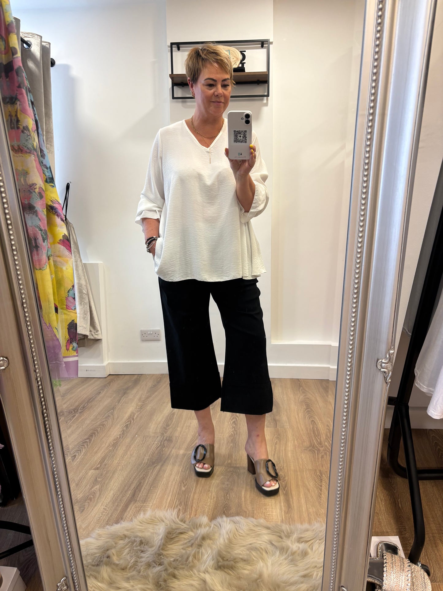 V Neck, Frill Cuff Blouse