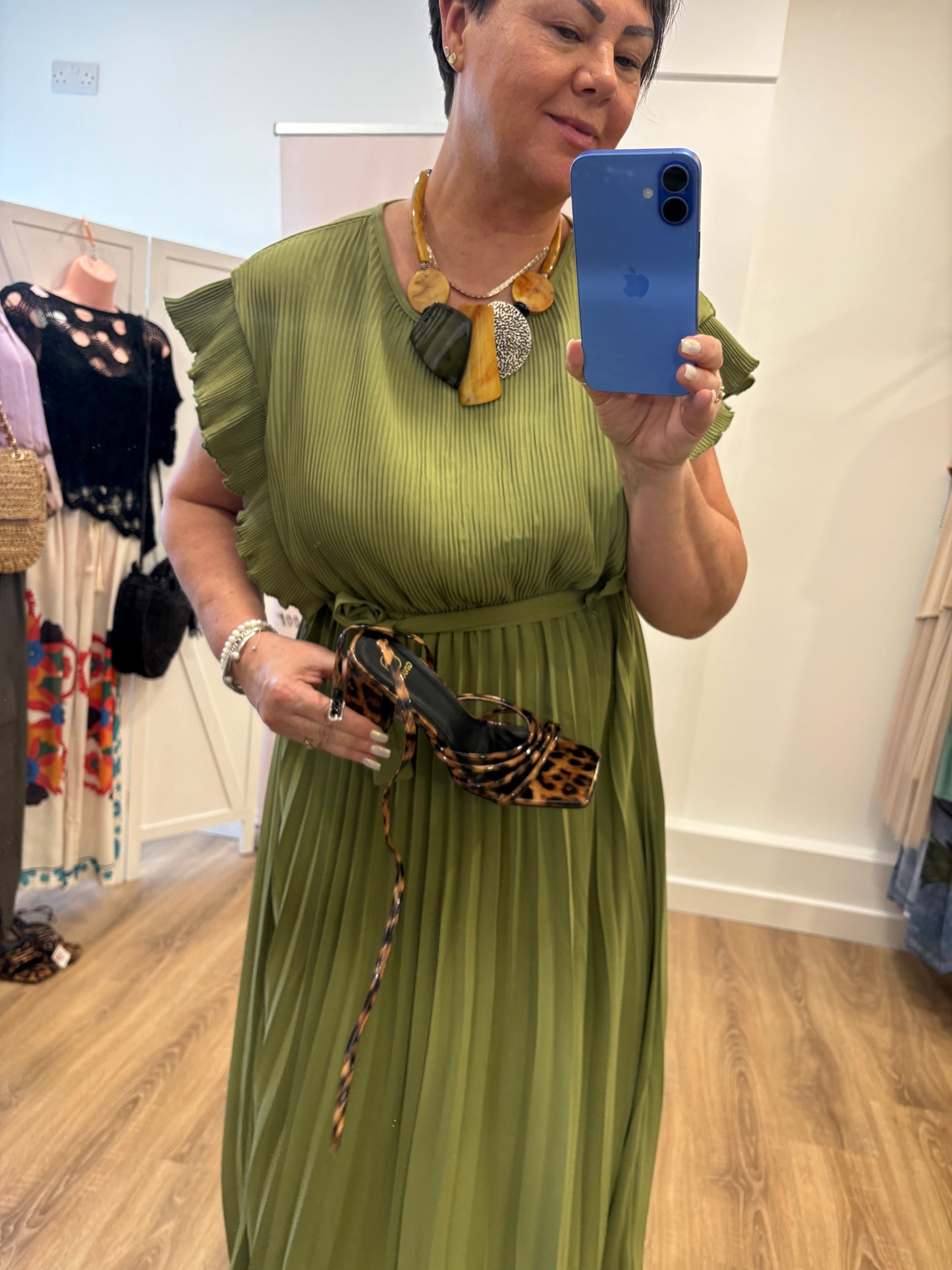 Plisse Pleated Maxi Dress