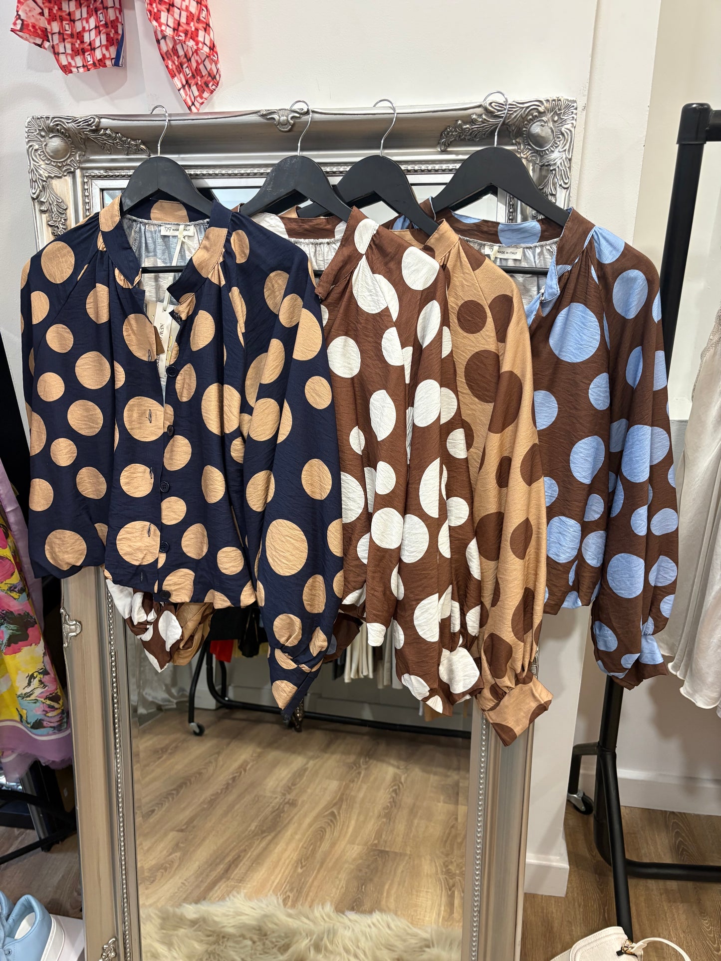 Spotty Gathered Hem Blouse/ Jacket